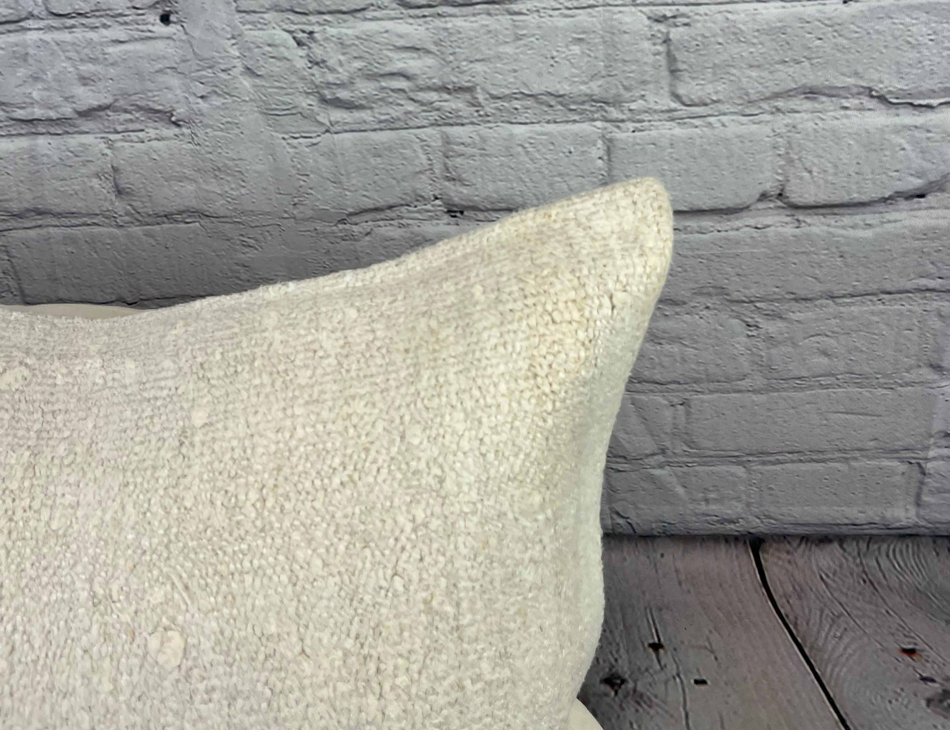 Annodato a mano 16 x 24 Cuscino in Canapa Cuscino Turco Nature Bianco Cuscino Copricuscino #6197 in vendita