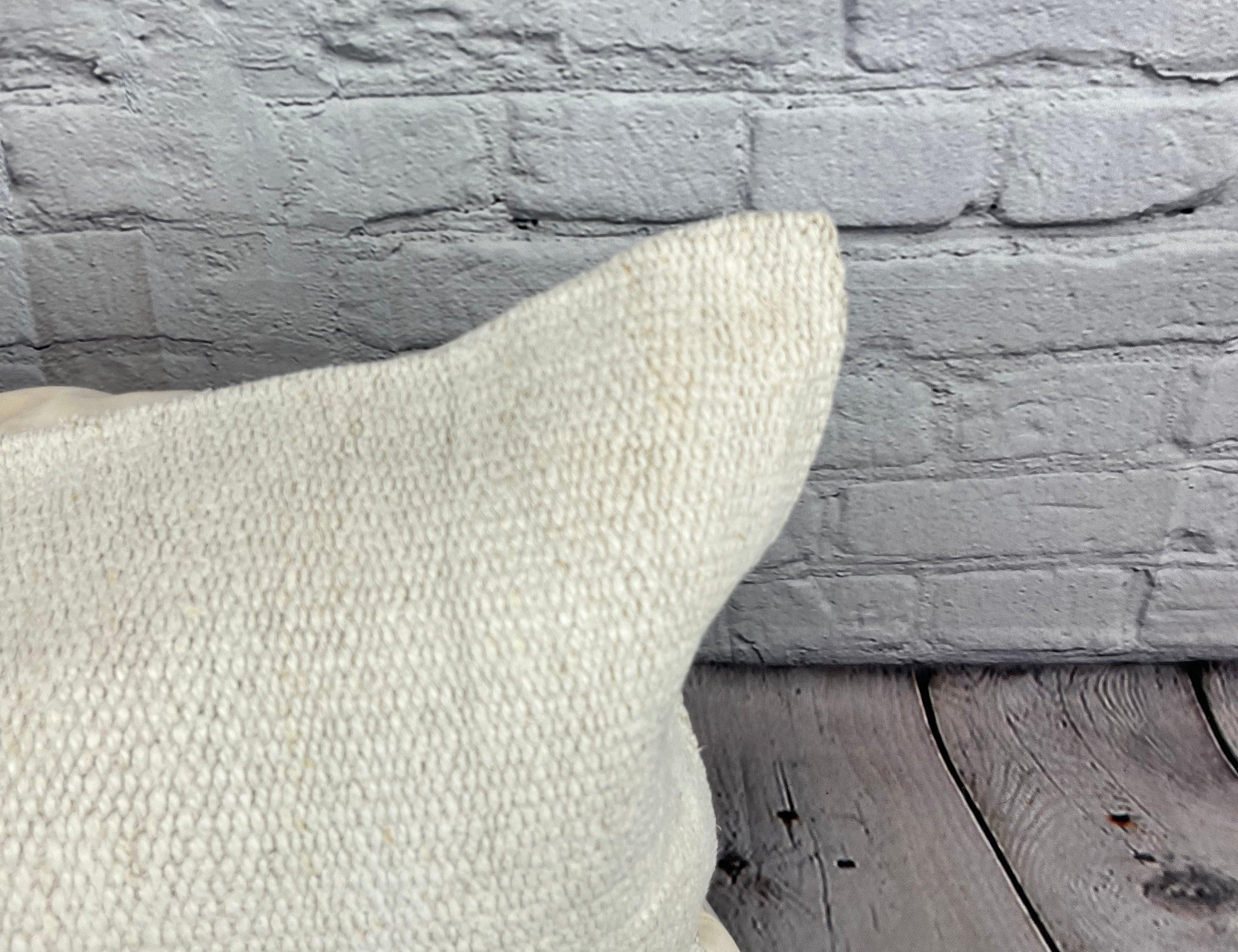 Annodato a mano 16 x 24 Cuscino di Canapa Cuscino Turco Nature Bianco Cuscino Copricuscino #6203 in vendita