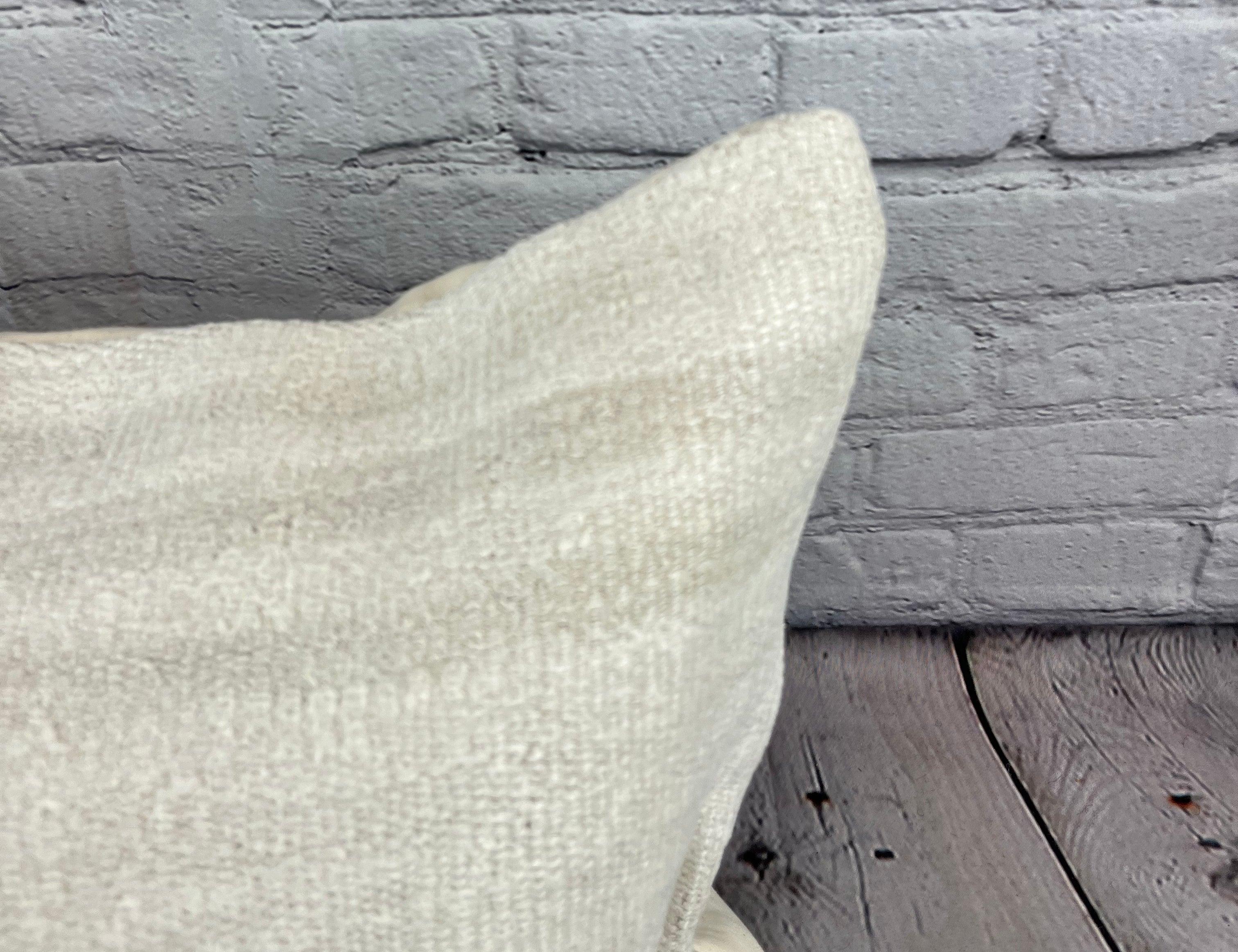 Hand-Knotted 16 x 24 Hemp Pillow Turkish Cushion Natural White Pillow Cushion Cover #6205 For Sale