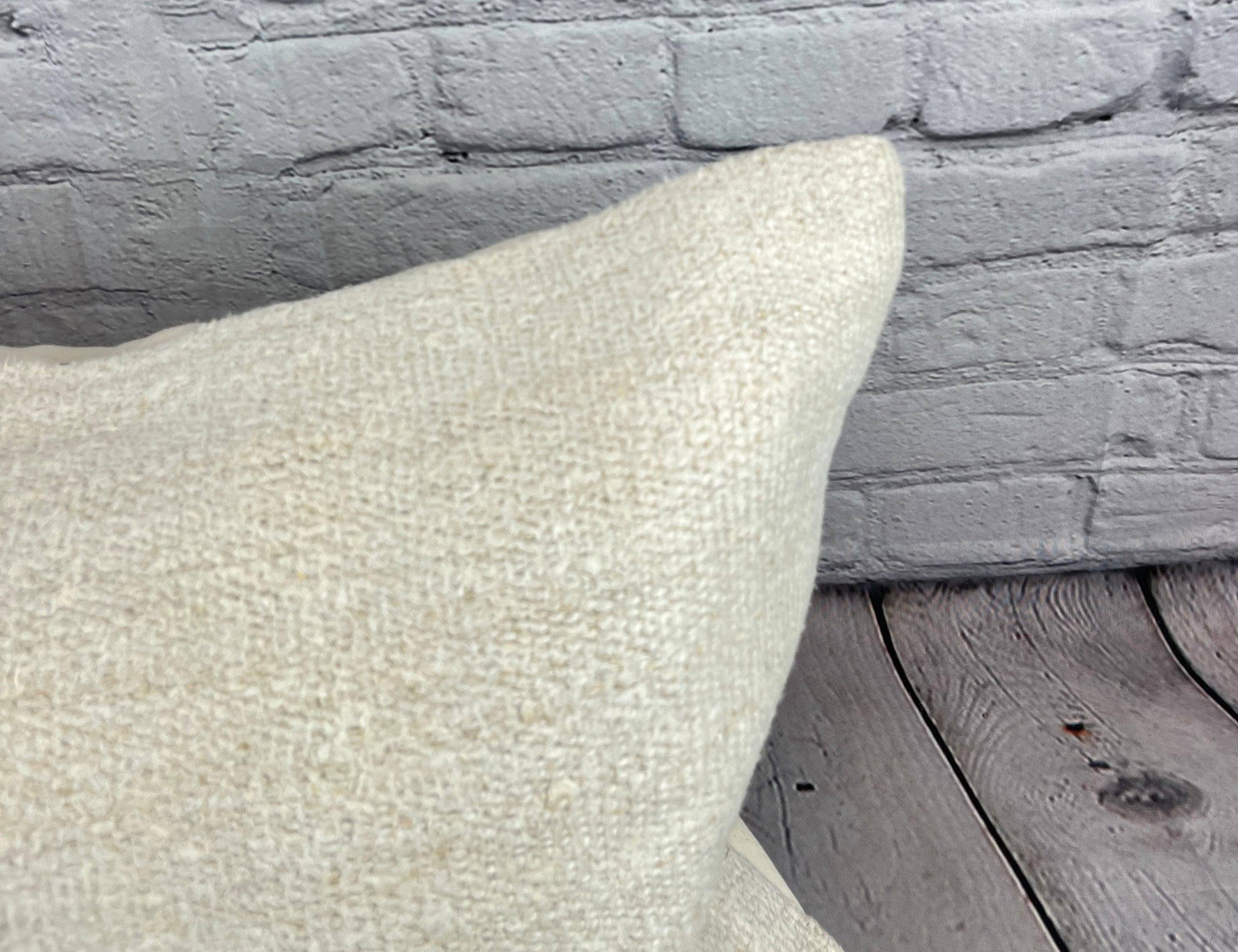 Annodato a mano 16 x 24 Cuscino in Canapa Cuscino Turco Nature Bianco Cuscino Copricuscino #6206 in vendita