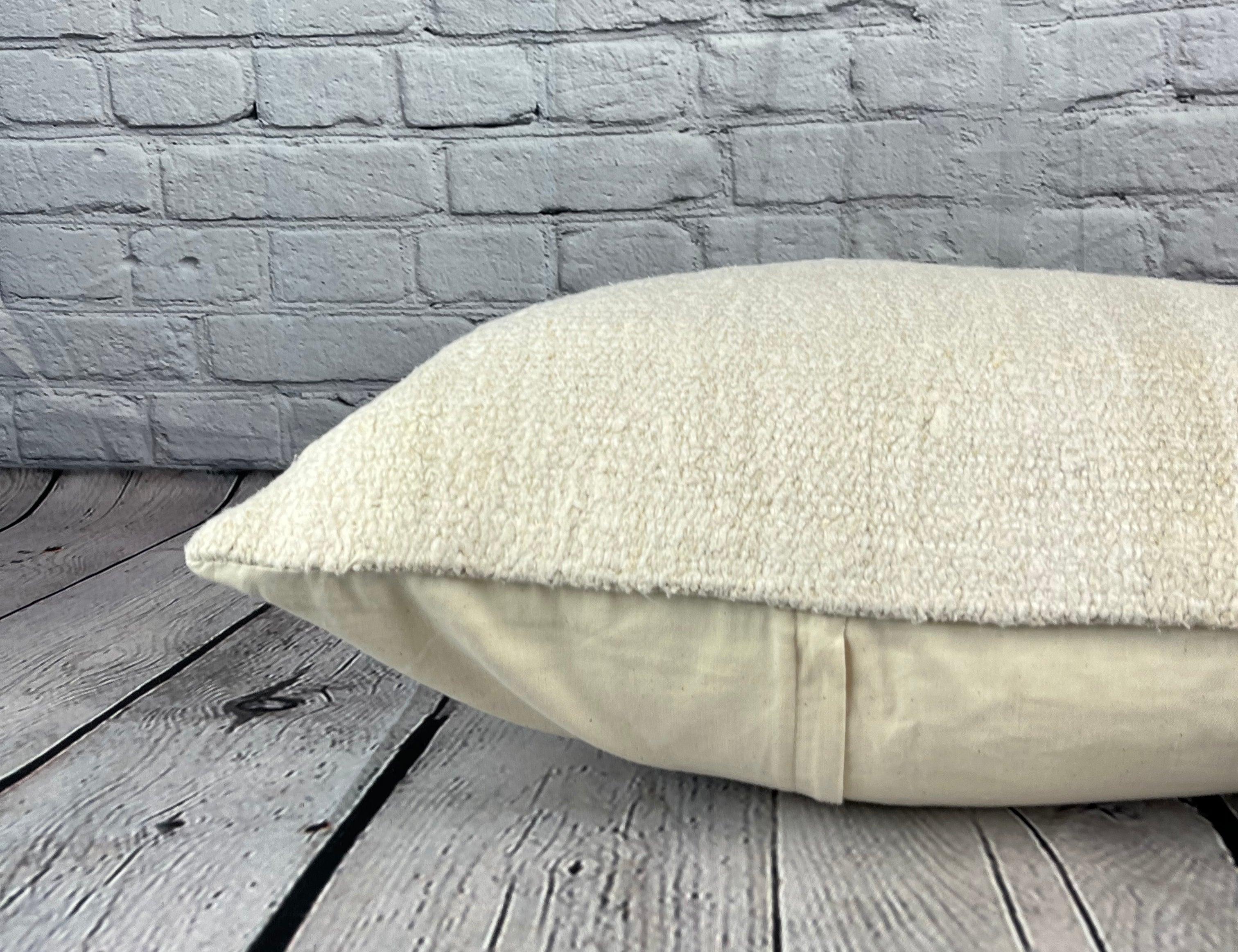 16 x 24 Cojín de cáñamo Cojín turco Cojín blanco natural Funda de cojín #6207 Anudado a mano en venta
