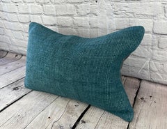 16 x 24 Hemp Turkish Cushion Natural Grayish Blue Pillow Cushion Cover #6397