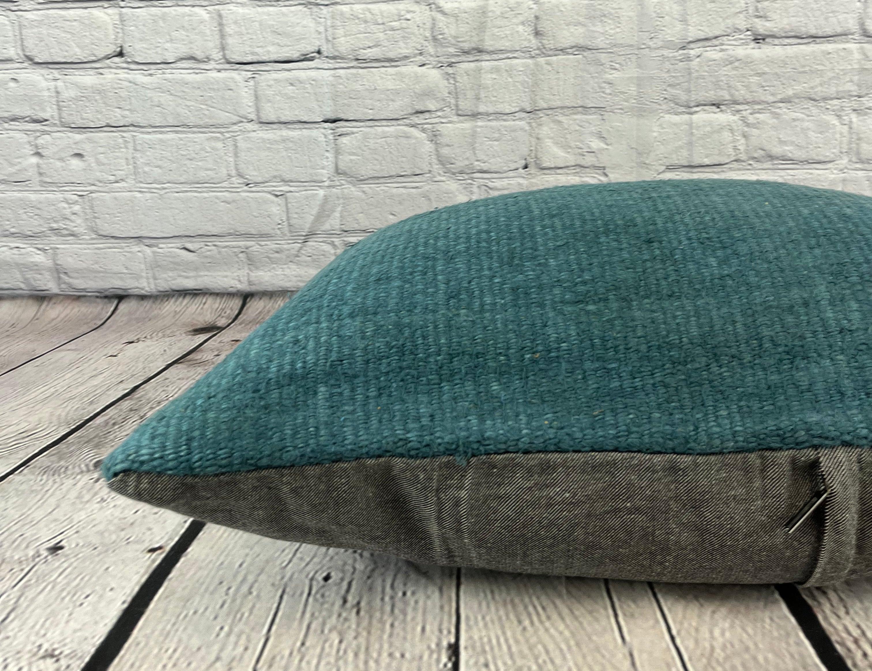 16 x 24 Hanf Türkisch Kissen Natürliche Grayish Blau Kissen Kissenbezug #6405 im Zustand „Neu“ im Angebot in Houston, TX