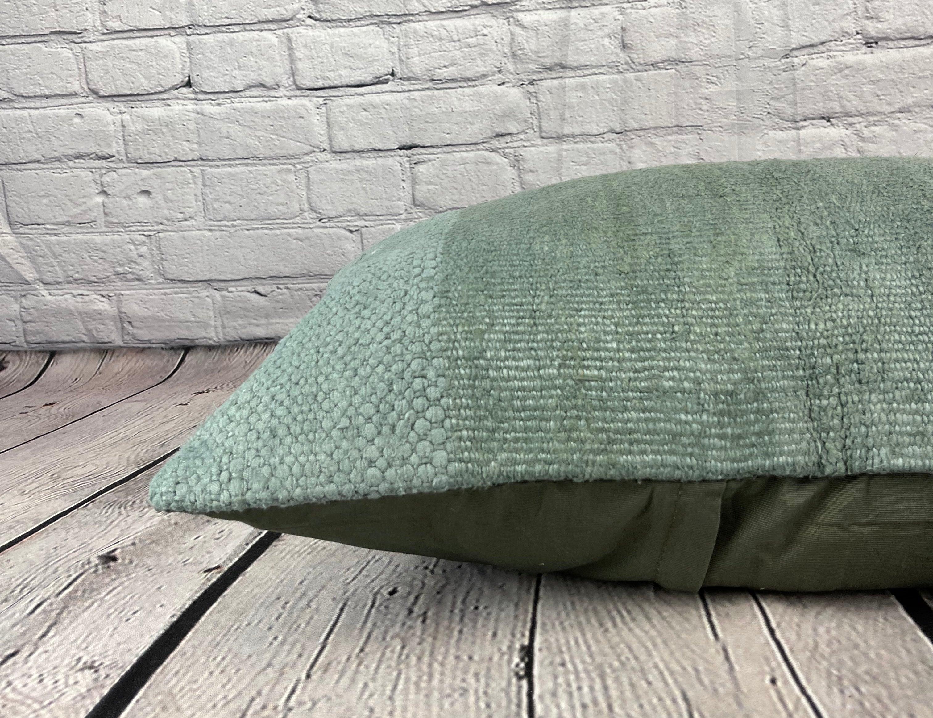 16 x 24 Hemp Turkish Cushion Natural Spanish Green Pillow Cushion Cover #6408 In New Condition For Sale In Houston, TX
