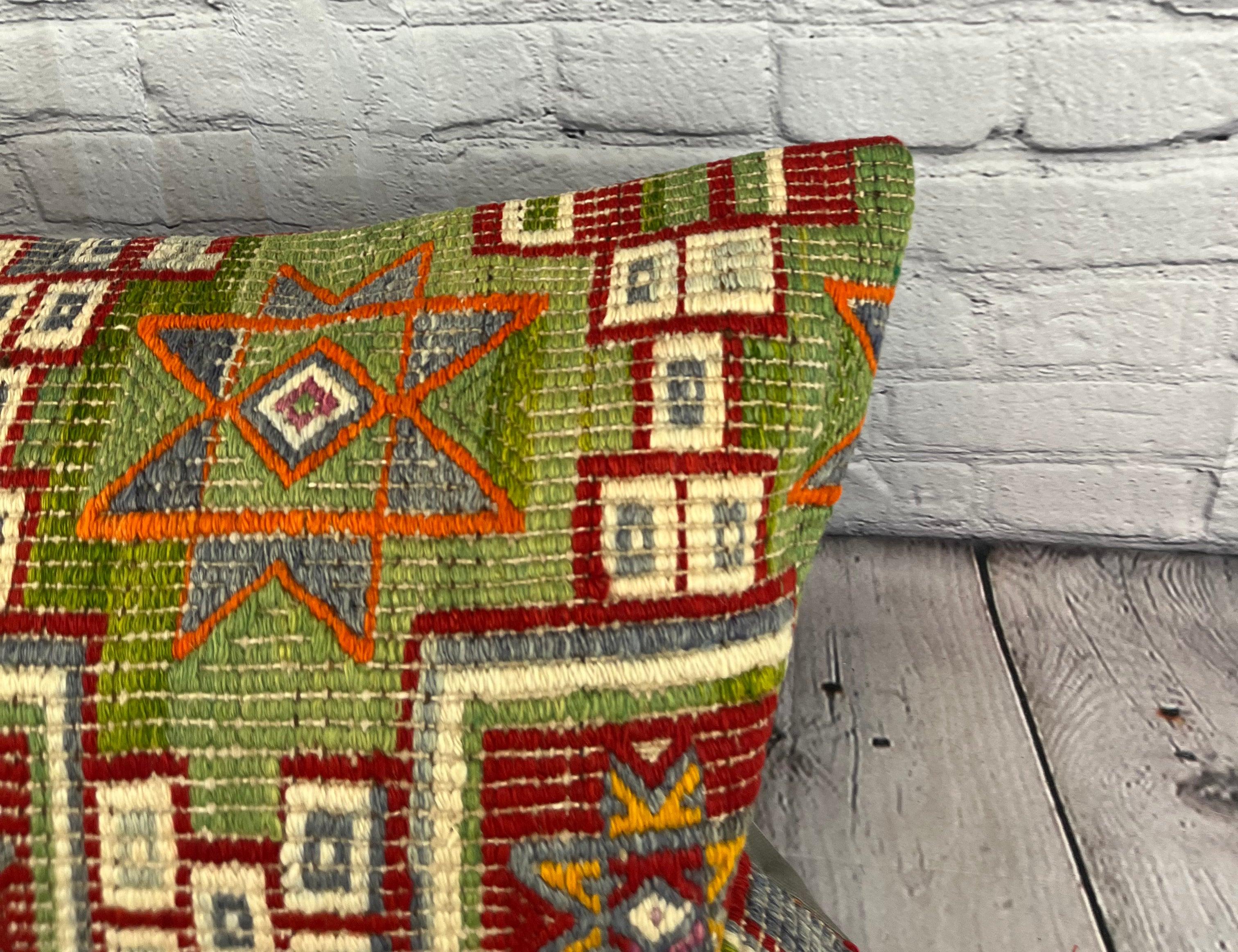 Annodato a mano 16 x 24 Cuscino Kilim Topkapi Comfort Cuscino Turco Copricuscino #6838 in vendita