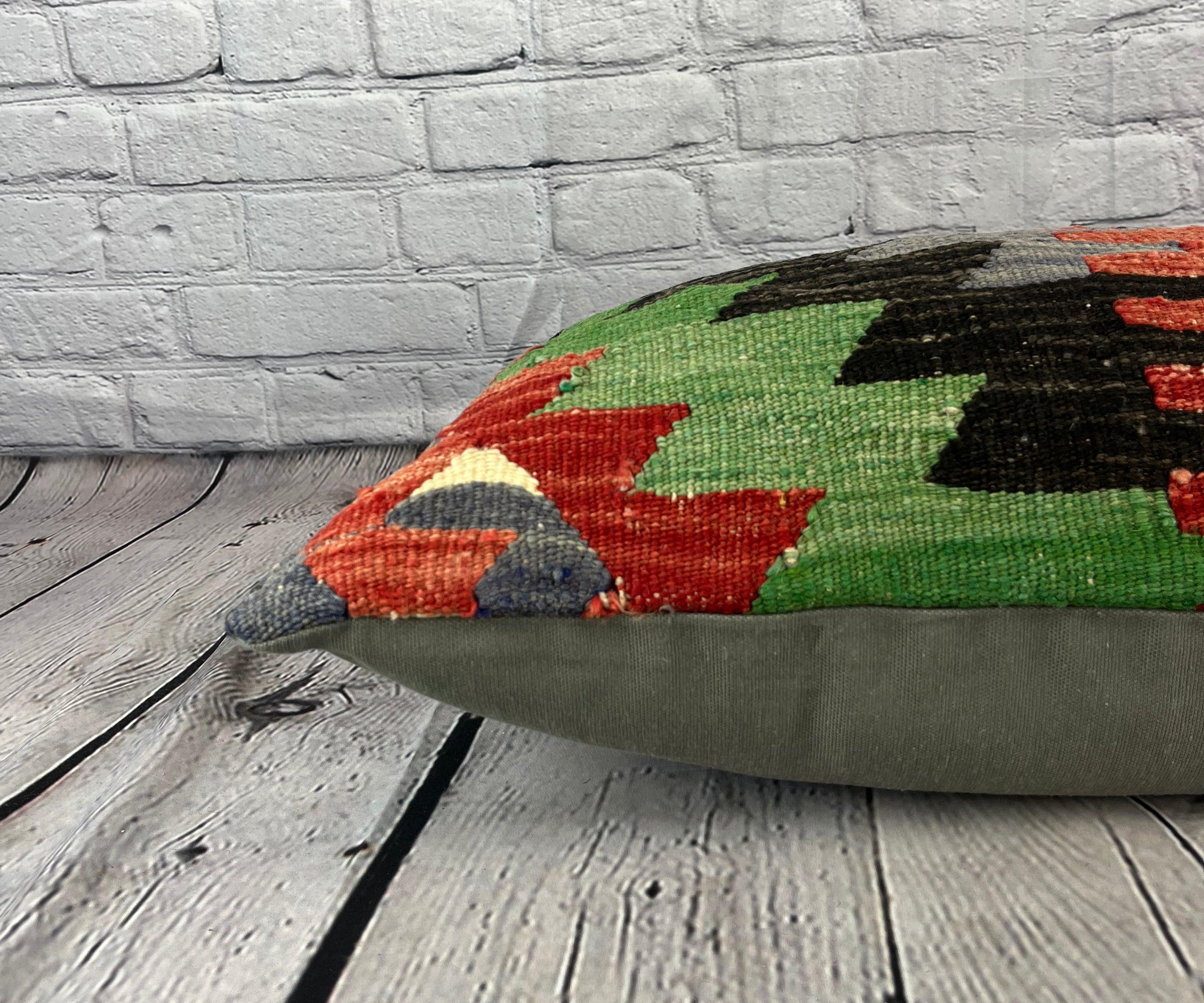 16 x 24 Cojín Kilim Cojín turco Cojín mosaico de Anatolia Funda de cojín #6925 Anudado a mano en venta