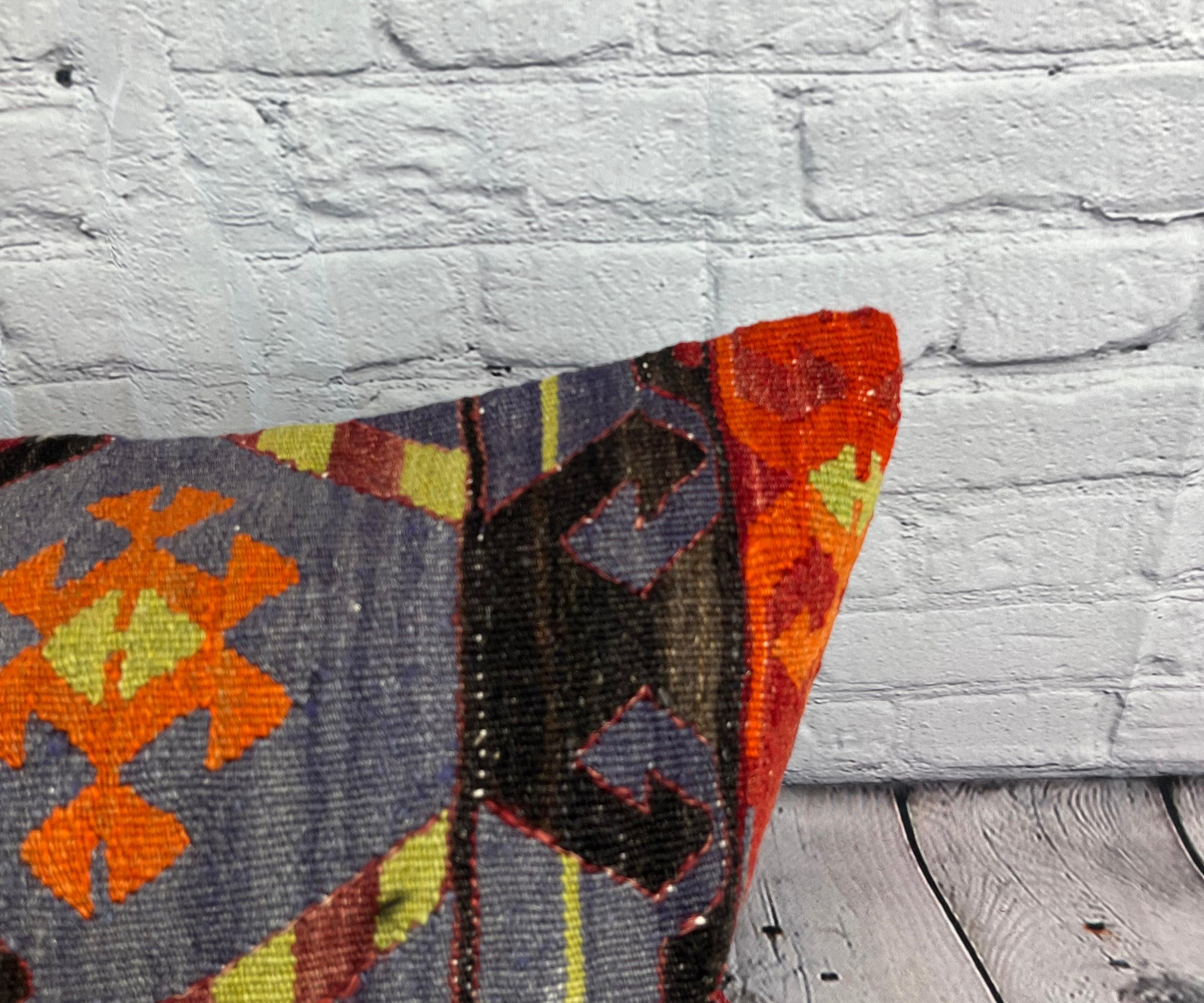 Annodato a mano 16 x 24 Cuscino Kilim Cuscino Turco Route Delight Cuscino Copri Cuscino #6891 in vendita