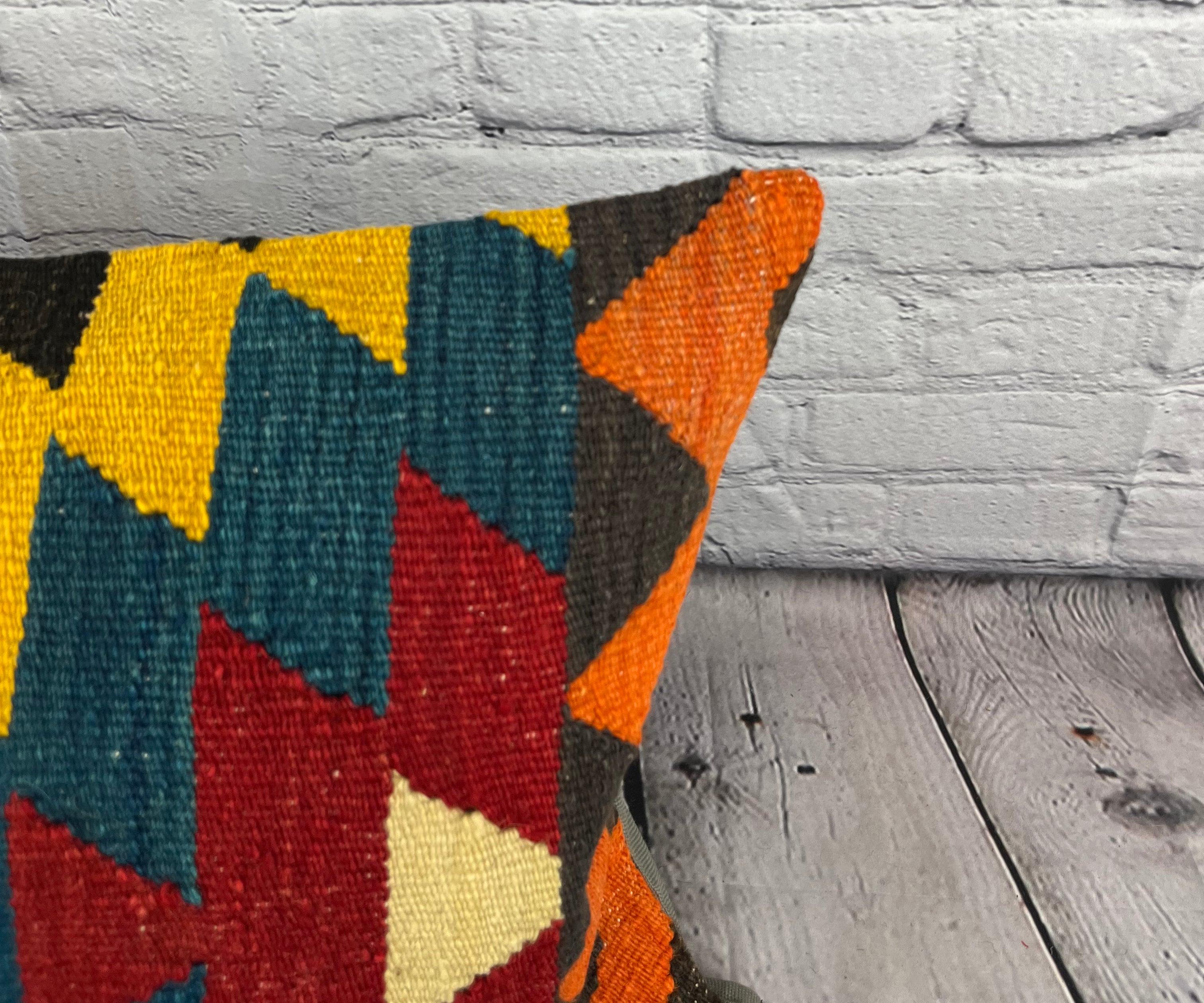 Annodato a mano 16 x 24 Cuscino Kilim Cuscino Turco Topkapi Tesoro Cuscino Copri Cuscino #6932 in vendita