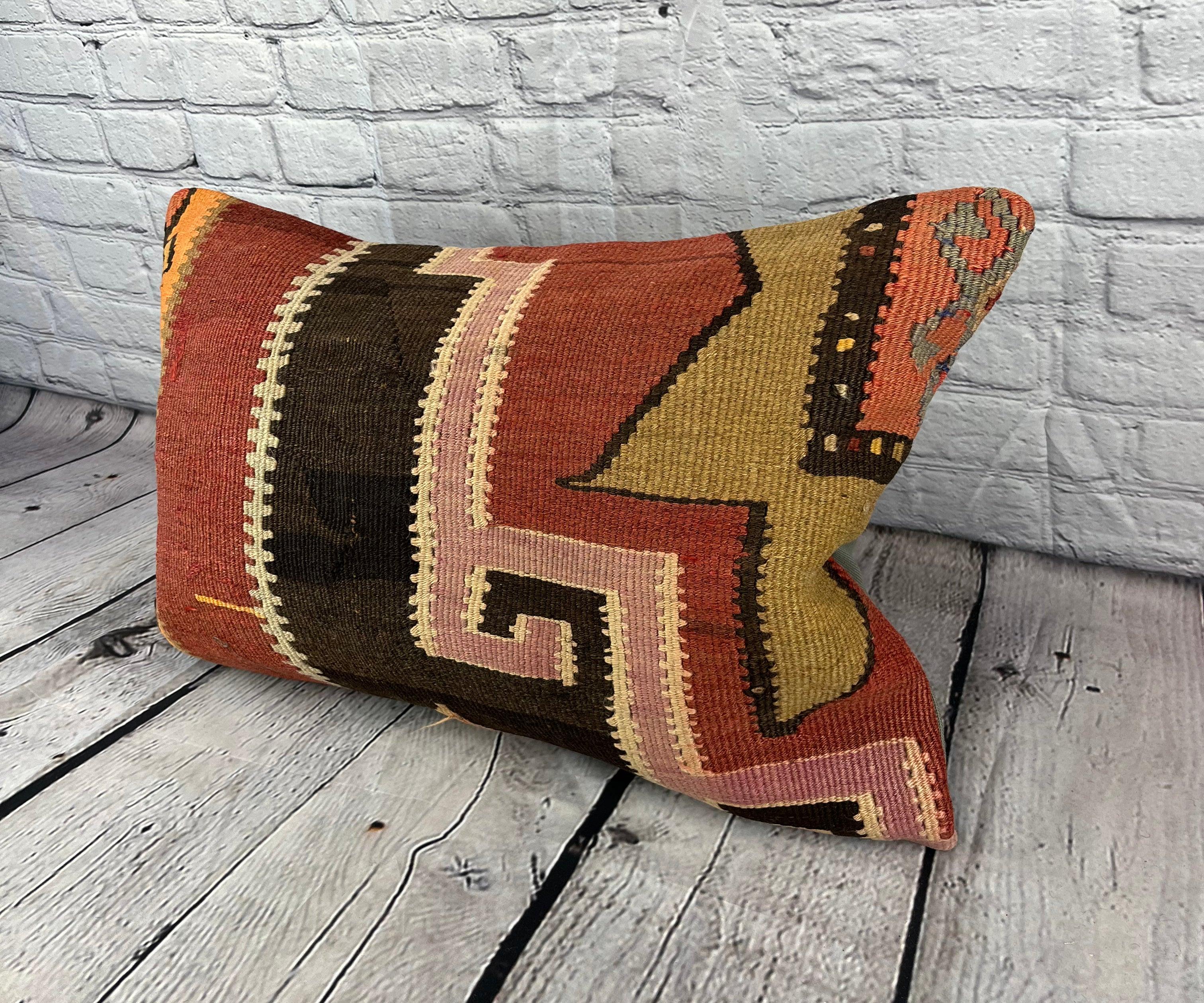 16 x 24 Kilim Pillow Turkish Cushion Turkish Moonlit Pillow Cushion Cover #6889 Enhance your home decor with our Kilim Pillow Turkish Kilim Cushion. This exquisite pillow cover, meticulously handwoven, brings a touch of elegance and cultural