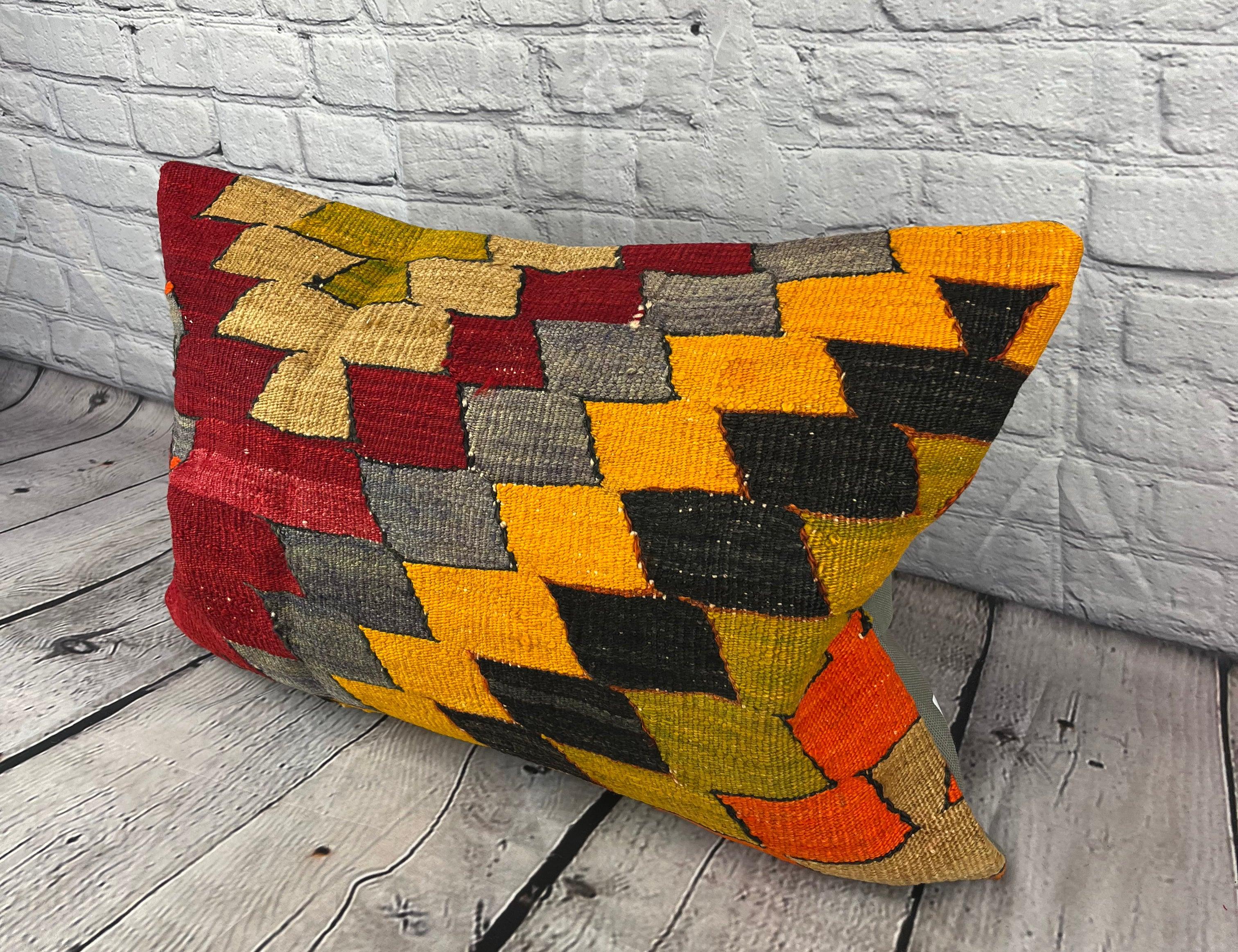 16 x 24 Kilim Pillow Turkish Istanbul Dreamscape Pillow Cushion Cover #6883 Enhance your home decor with our Kilim Pillow Turkish Kilim Cushion. This exquisite pillow cover, meticulously handwoven, brings a touch of elegance and cultural heritage to