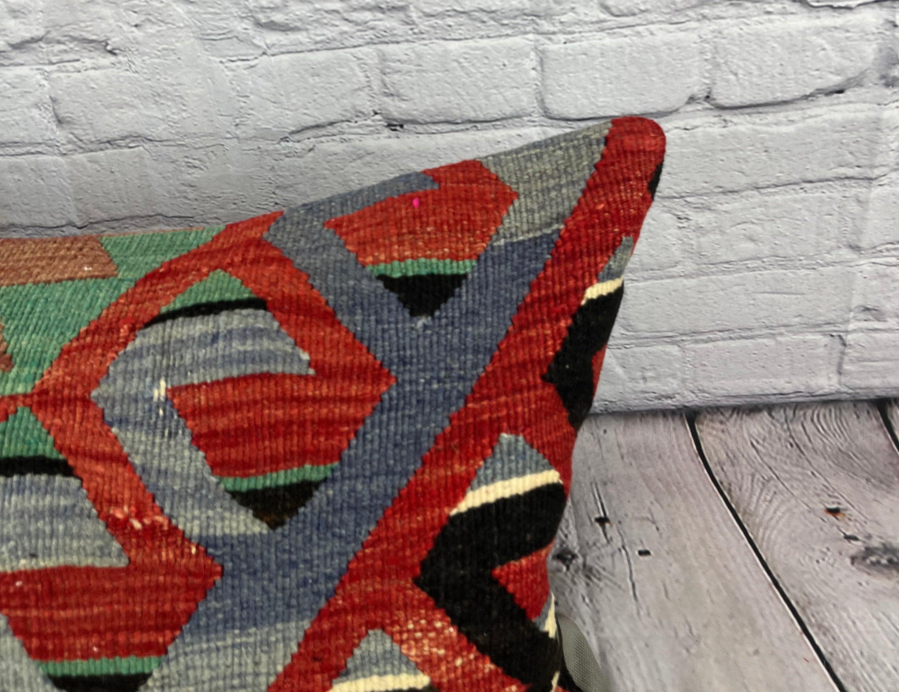 Hand-Knotted 16 x 24 Kilim Pillow Turkish Sultanate Serenade Pillow Cushion Cover #6875