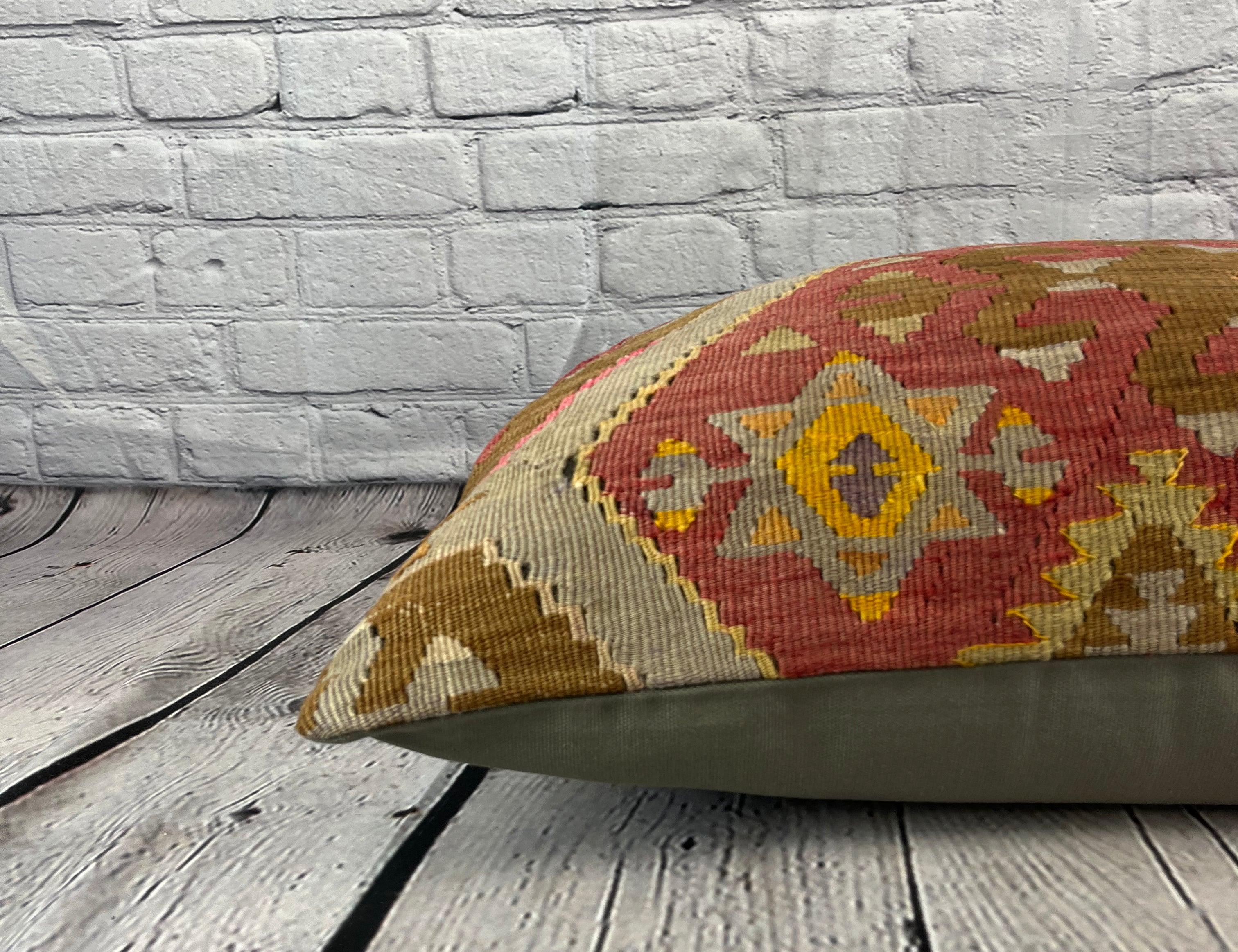 16 x 24 Cojín Kilim Almohada Oasis Mareas Turcas Funda de Cojín #6840 Anudado a mano