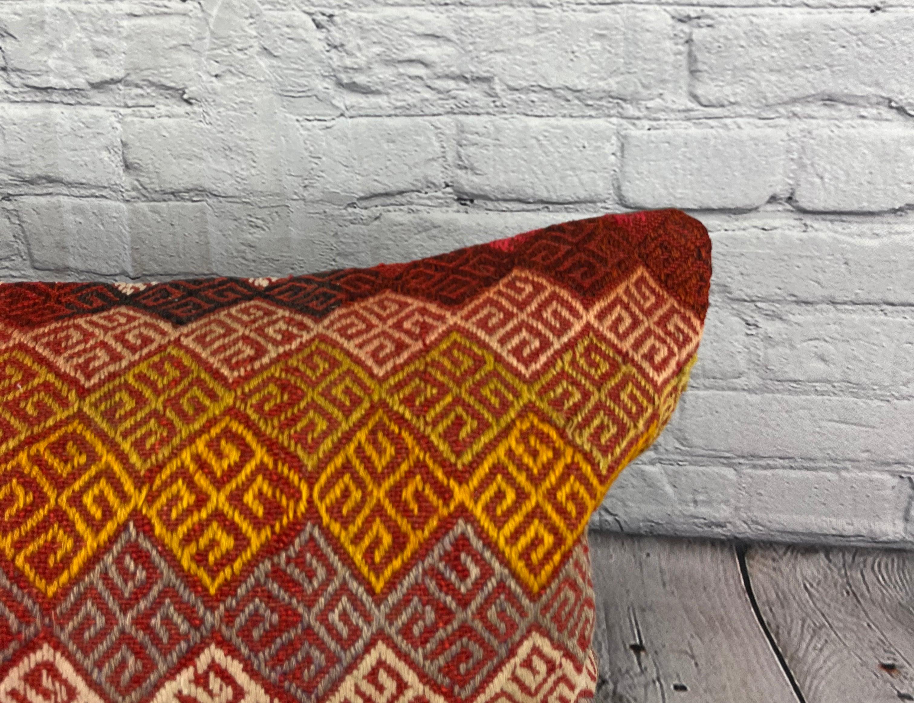 Hand-Knotted 16 x 24 Kilim Pillow Turkish Topkapi Treasure Pillow Cushion Cover #6884 For Sale