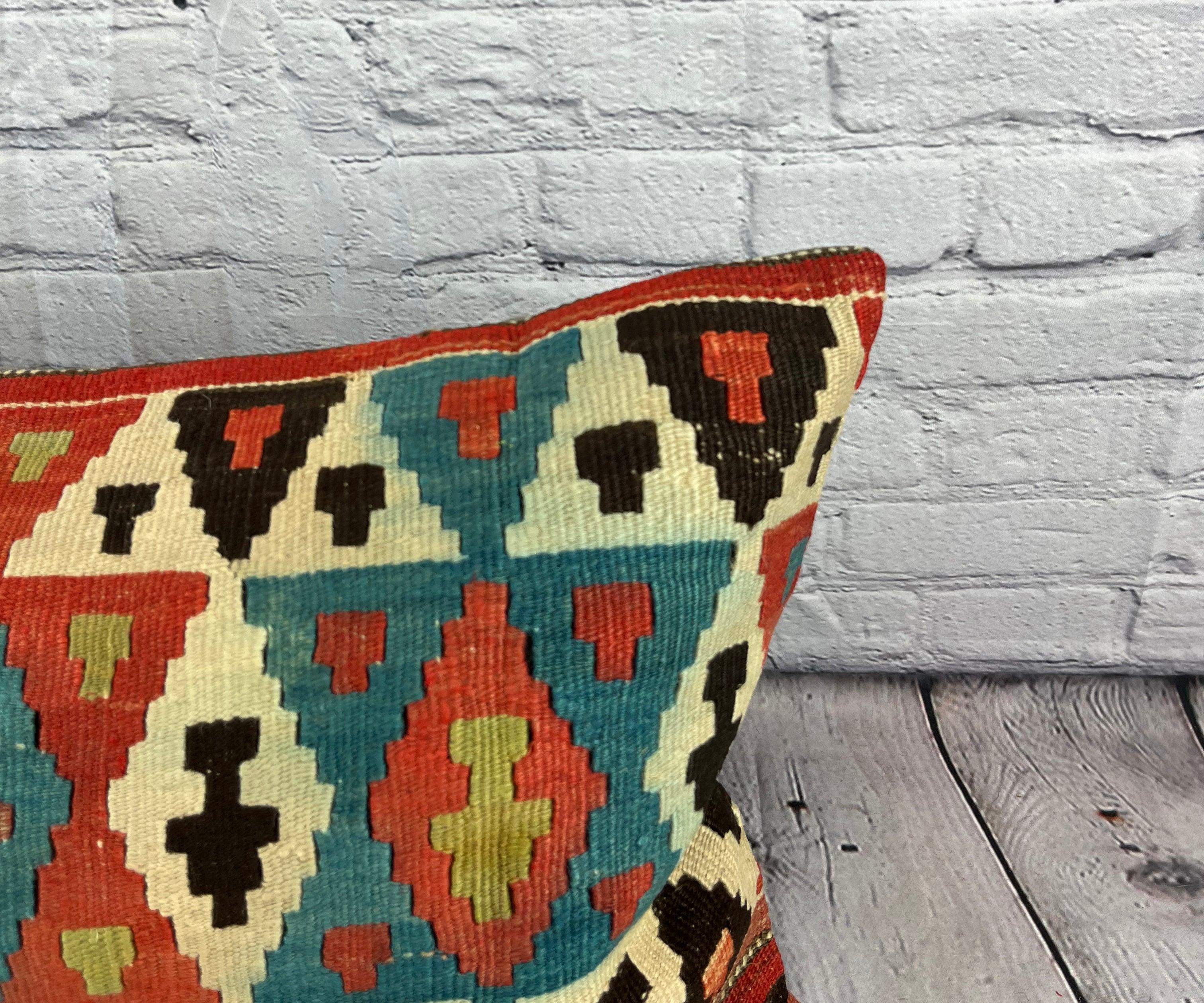 Hand-Knotted 16 x 24 Kilim Turkish Cushion Cappadocia Sunrise Pillow Cushion Cover #6910 For Sale