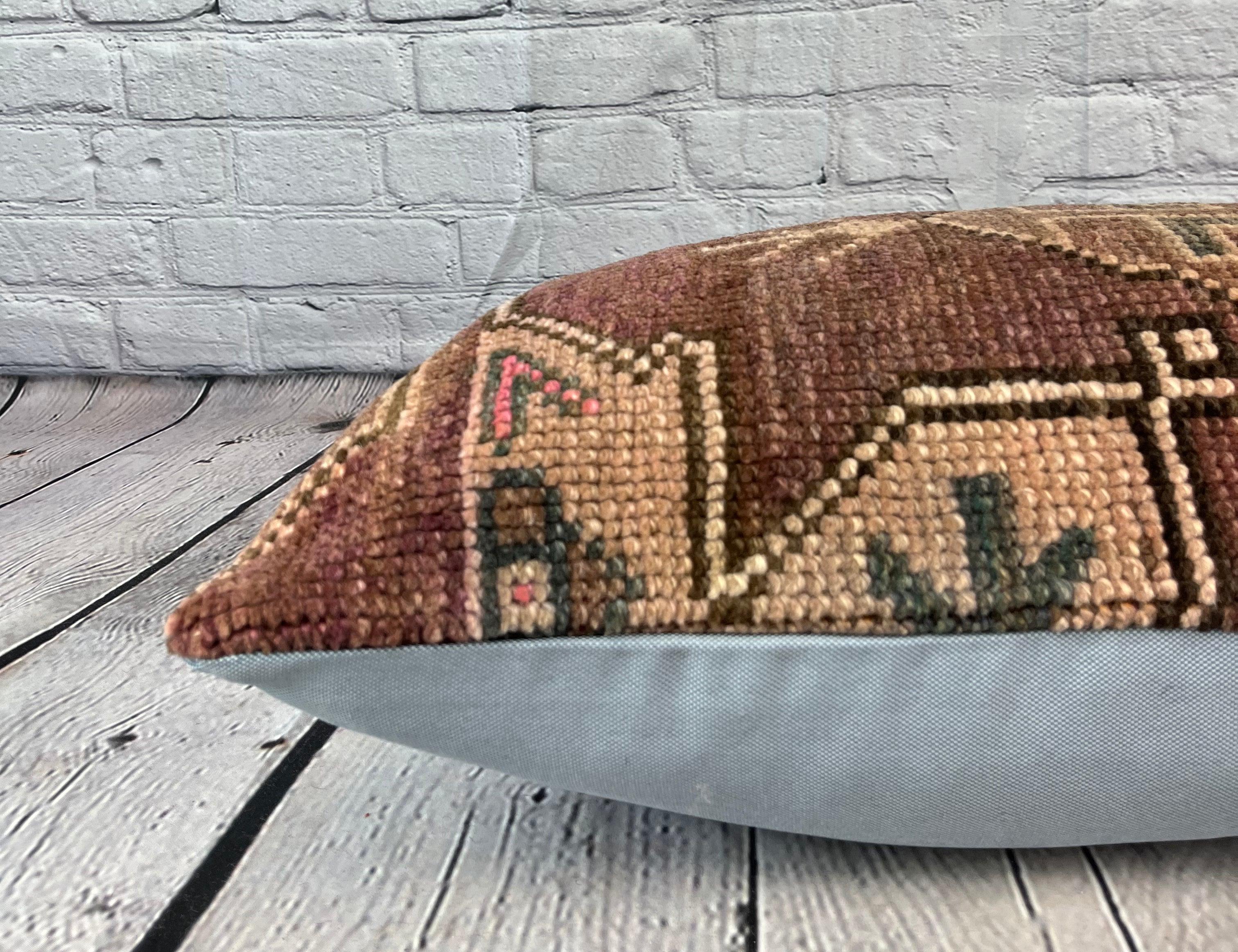 Annodato a mano 16 x 24 Cuscino Tappeto Egeo Armonia Turca Cuscino Copricuscino #7419 in vendita
