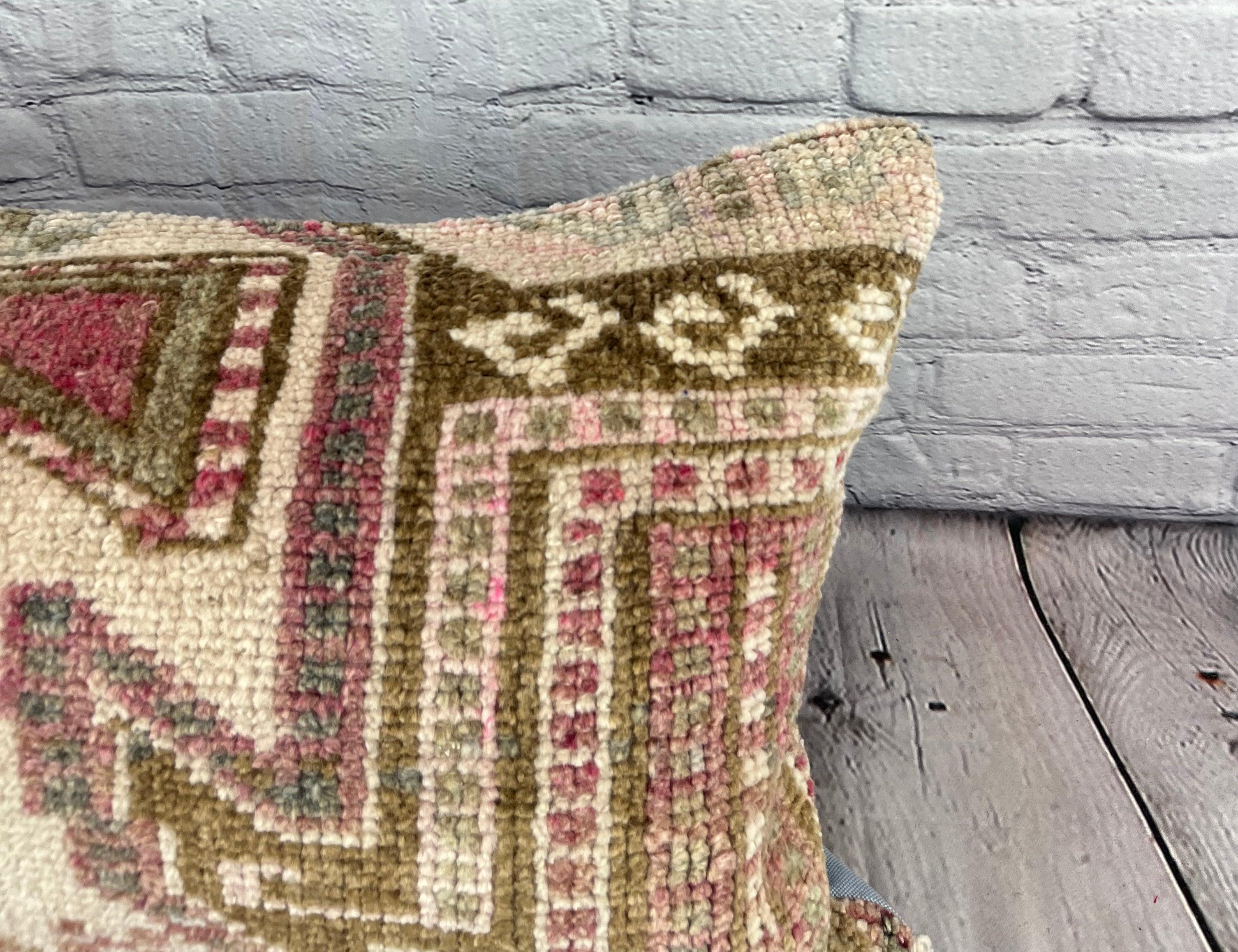Annodato a mano 16 x 24 Cuscino Tappeto Cappadocian Comfort Cuscino Turco Copricuscino #7449 in vendita