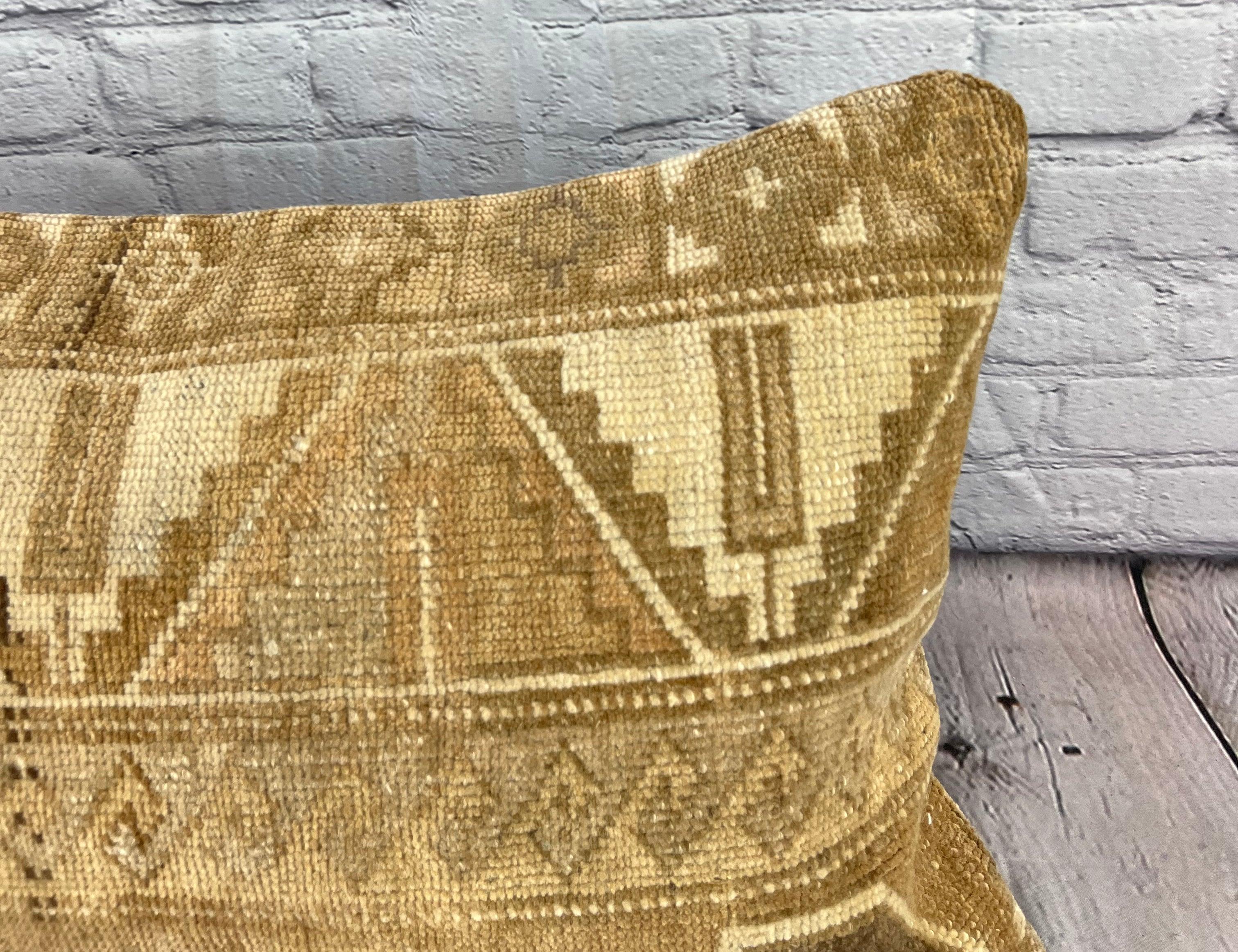 Annodato a mano 16 x 24 Cuscino Tappeto Golden Meadows Cuscino Turco Copri Cuscino #7458 in vendita