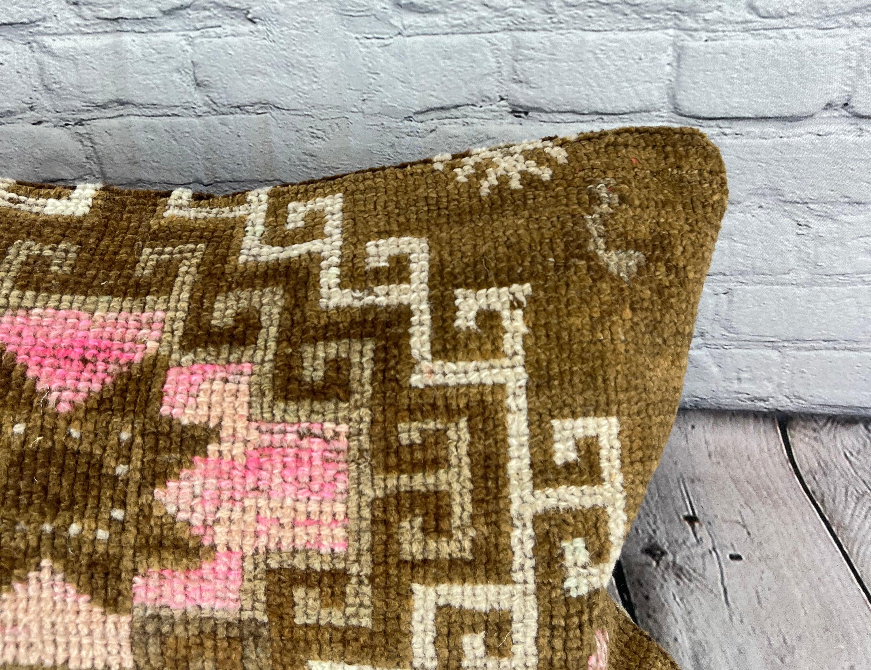 Hand-Knotted 16 x 24 Rug Pillow Istanbul Luminance Turkish Pillow Cushion Cover #7840 For Sale