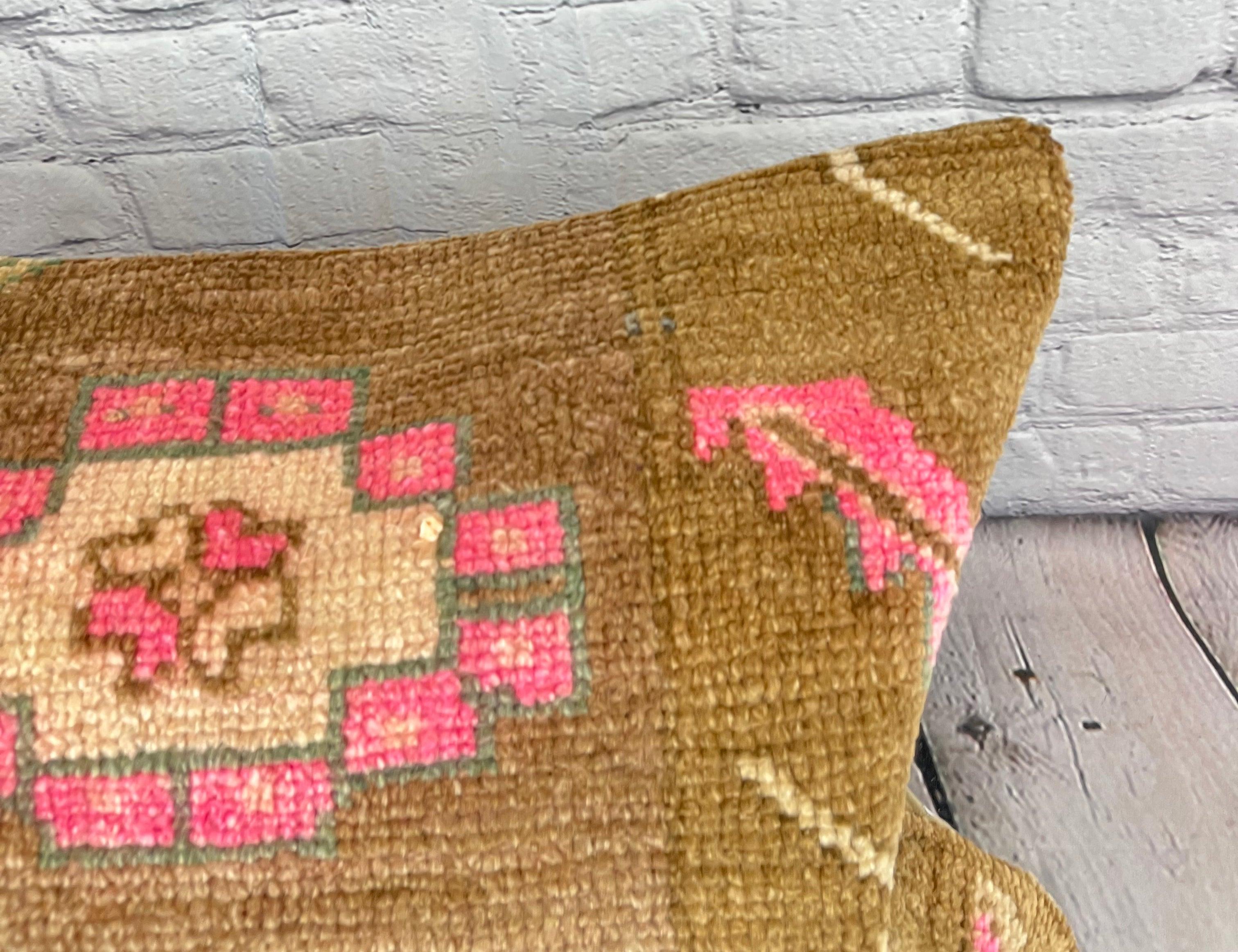 Hand-Knotted 16 x 24 Rug Pillow Istanbul Melody Turkish Pillow Cushion Cover #7725 For Sale