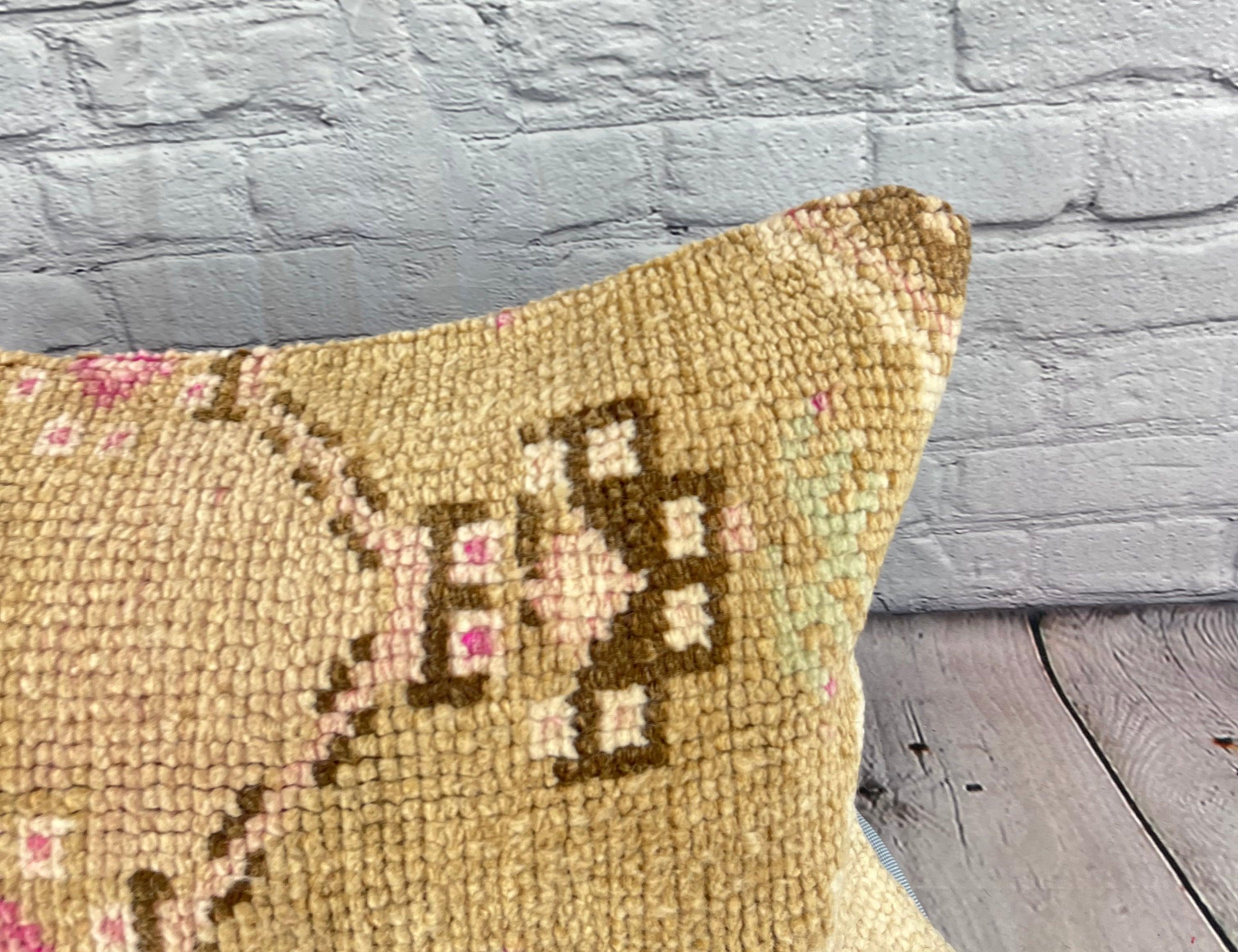 Hand-Knotted 16 x 24 Rug Pillow Sultanate Splendor Turkish Pillow Cushion Cover #7465
