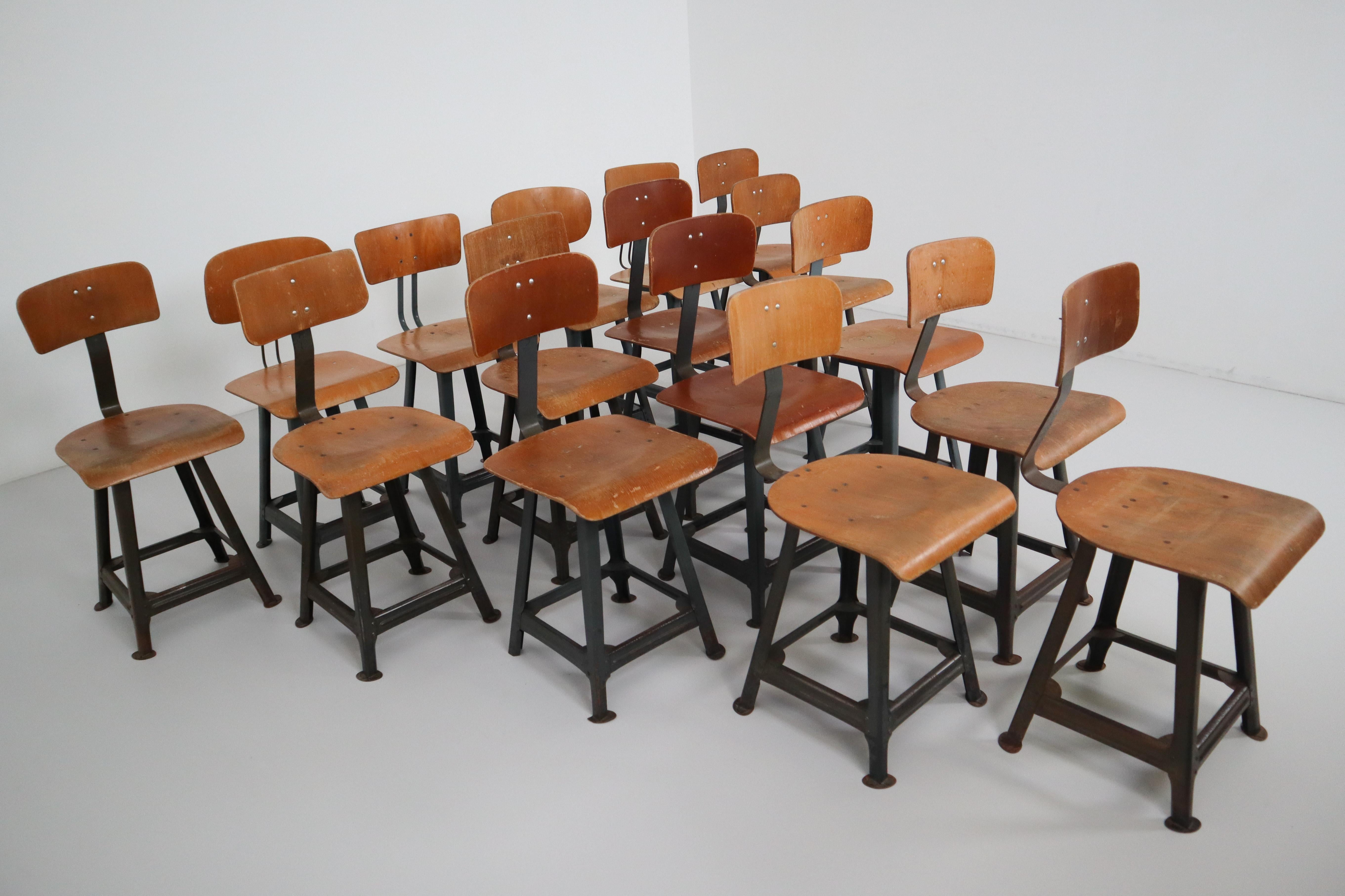 16 Industrial Chairs by Robert Wagner for Bemefa, Rowac, Germany, 1950s 4