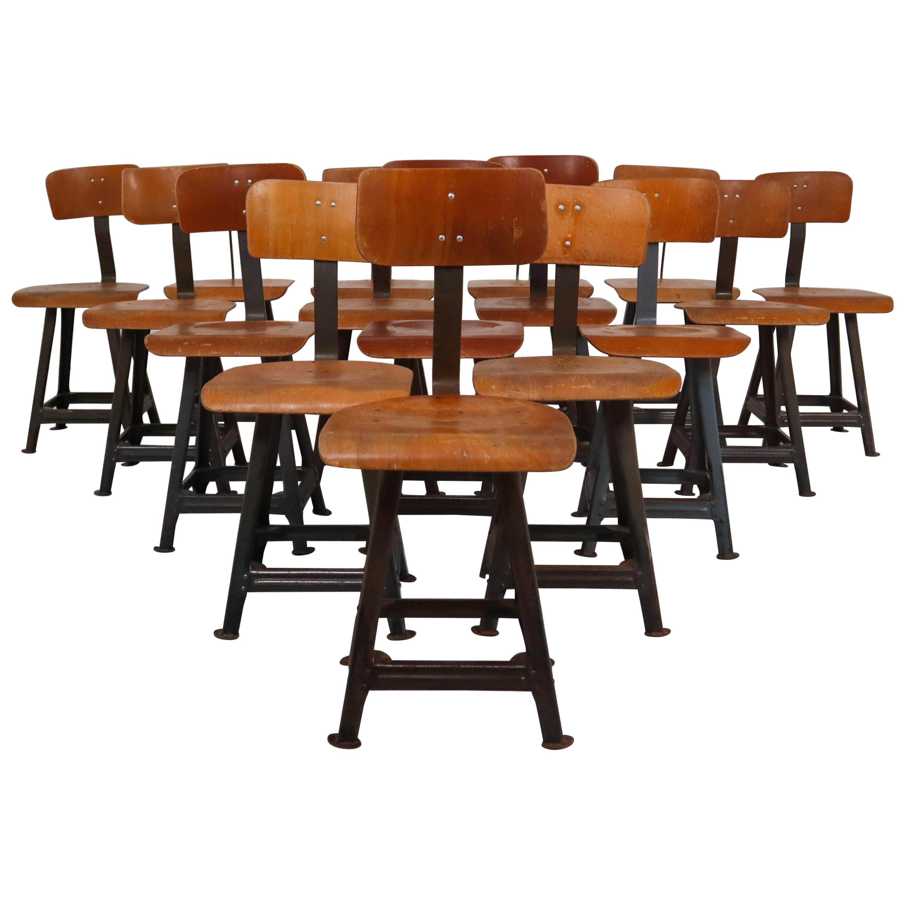 16 Industrial Chairs by Robert Wagner for Bemefa, Rowac, Germany, 1950s