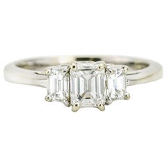 1.60 Carat 14 Karat Gold GIA Certified Emerald Diamond Three-Stone Ring