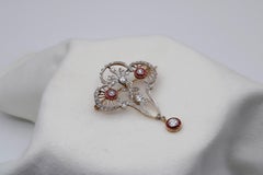 A 1.60 Carat Victorian Old European Platinum, Gold, Ruby, Diamond Brooch/Pendant