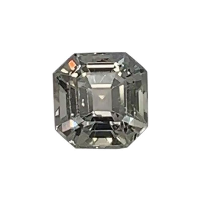 1.60 Carat Asscher Cut White Near Colorless Sapphire GIA Certified Unheated For Sale
