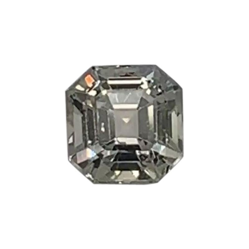 1.60 Carat Asscher Cut White Near Colorless Sapphire GIA Certified Unheated en vente