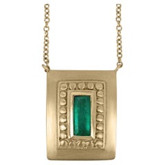 1.60 Carat Colombian Emerald Solitaire Necklace 18K Yellow Gold Anniversary Gift