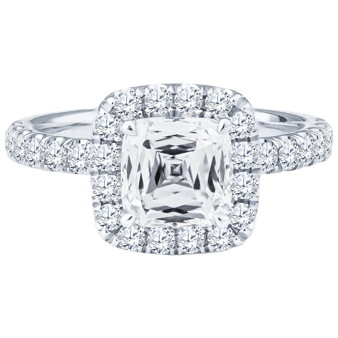 1.60 Carat Crisscut Cushion Diamond Ring, GIA Certified