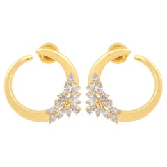 1.60 Carat Diamond 14 Karat Yellow Gold Crescent Earrings