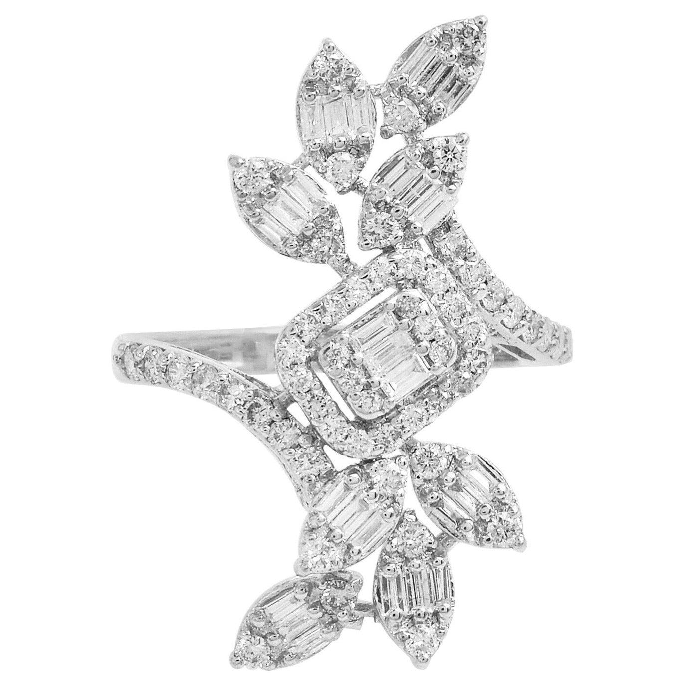 En vente :  Bague de fiançailles en or blanc 18 carats avec diamants de 1,60 carat