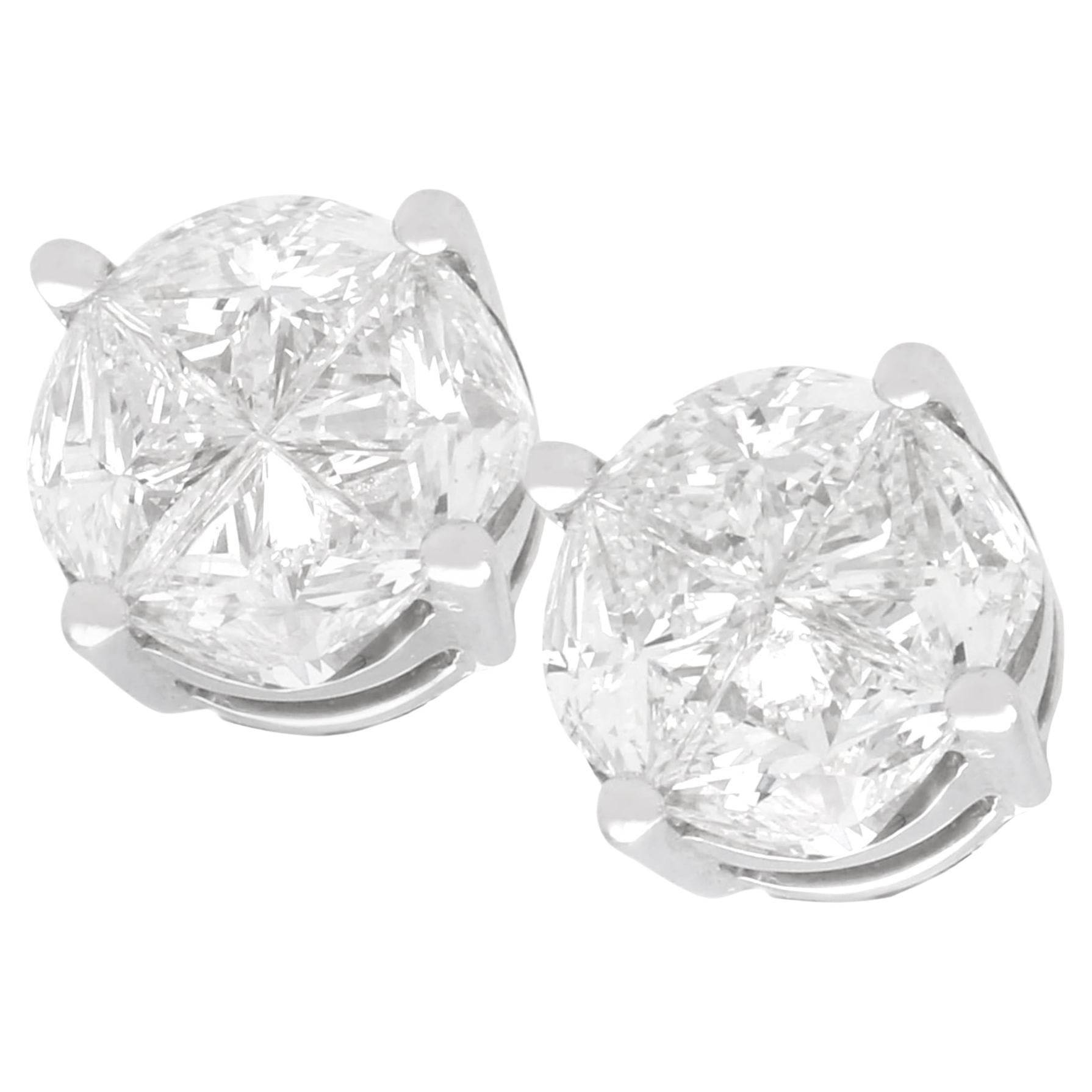 Orecchini con diamante da 1,60 carati e oro bianco 18 carati - Contemporanei CIRCA 2000 in vendita