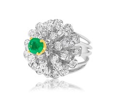 1.60 Carat Diamond and Colombian Emerald Ring