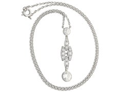 Antique Art Deco 1.60 Carat Diamond and Platinum Drop Pendant, Circa 1920