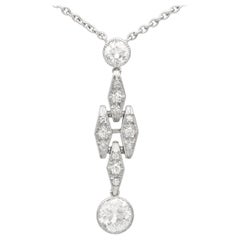 Antique Art Deco 1.60 Carat Diamond and Platinum Drop Pendant, Circa 1920