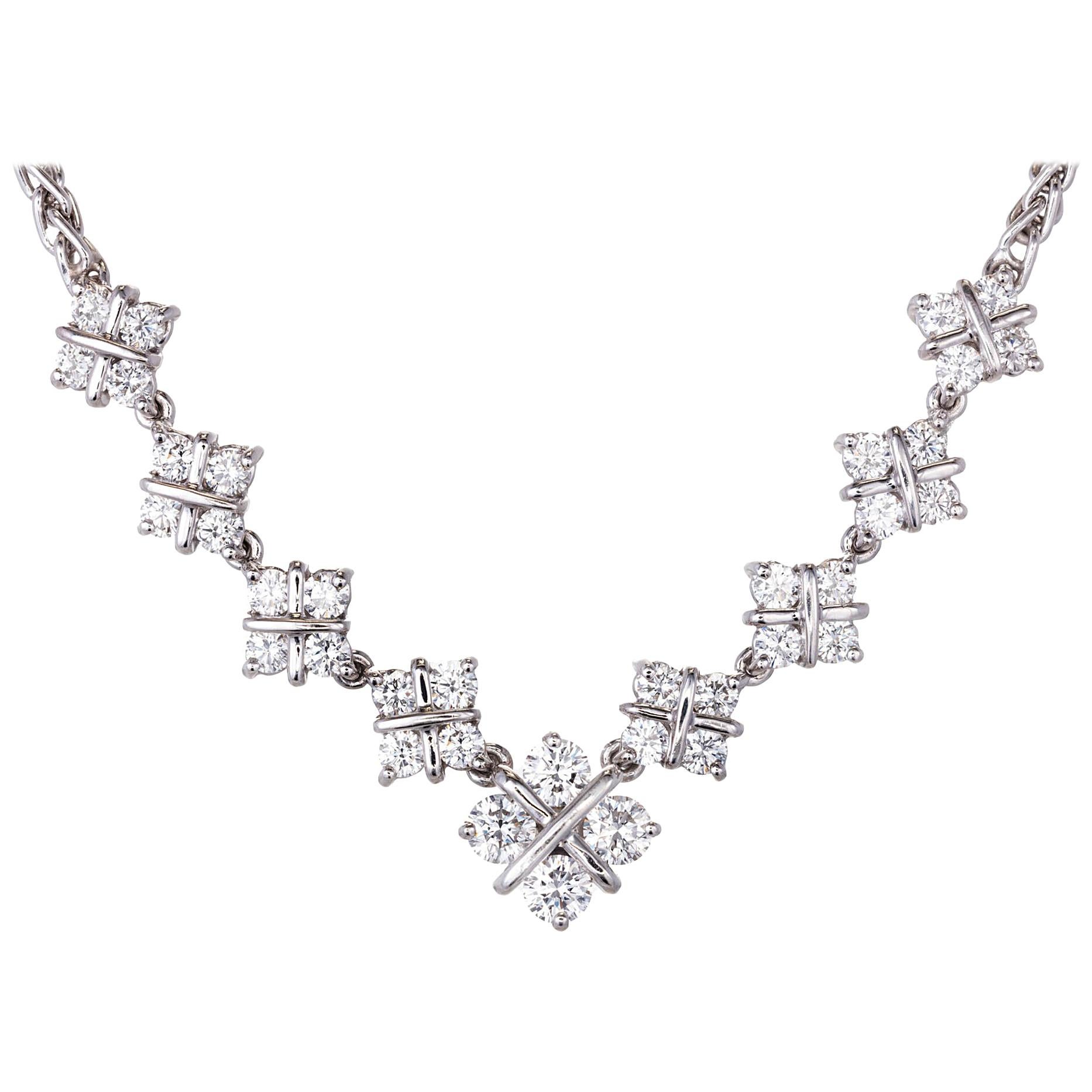 1.60 Carat Diamond Checkerboard Design Platinum Necklace