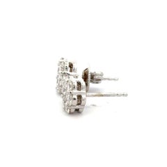 1.60 Carat Diamond Cluster White Gold Flower Stud Earrings