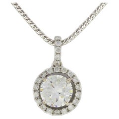 1.60 Carat Diamond Halo Pendant Necklace