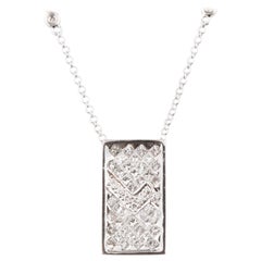 1.60 Carat Diamond Pendant with Unique Plaque Design Set in 14 Karat White Gold