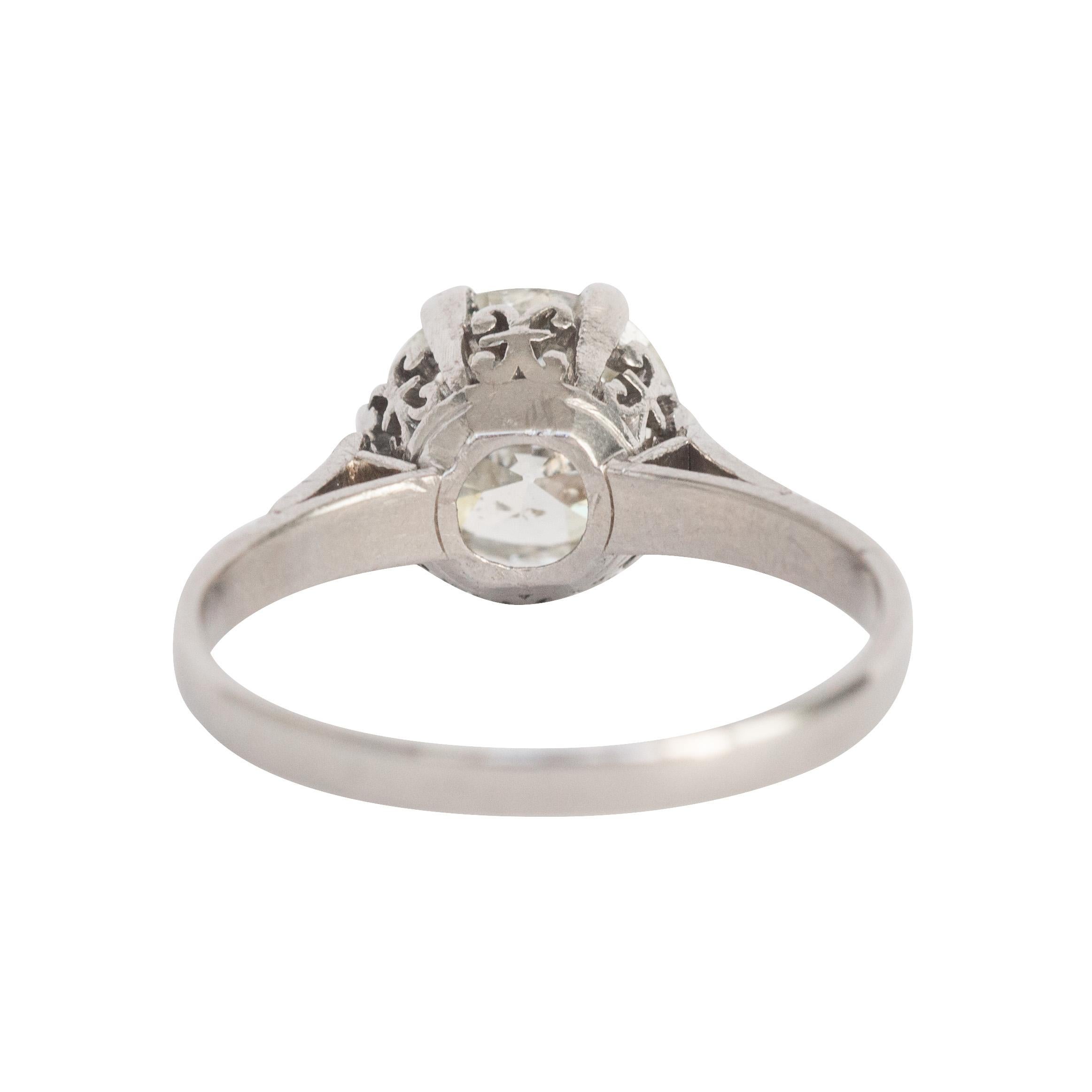 Art Deco 1.60 Carat Diamond Platinum Engagement Ring For Sale