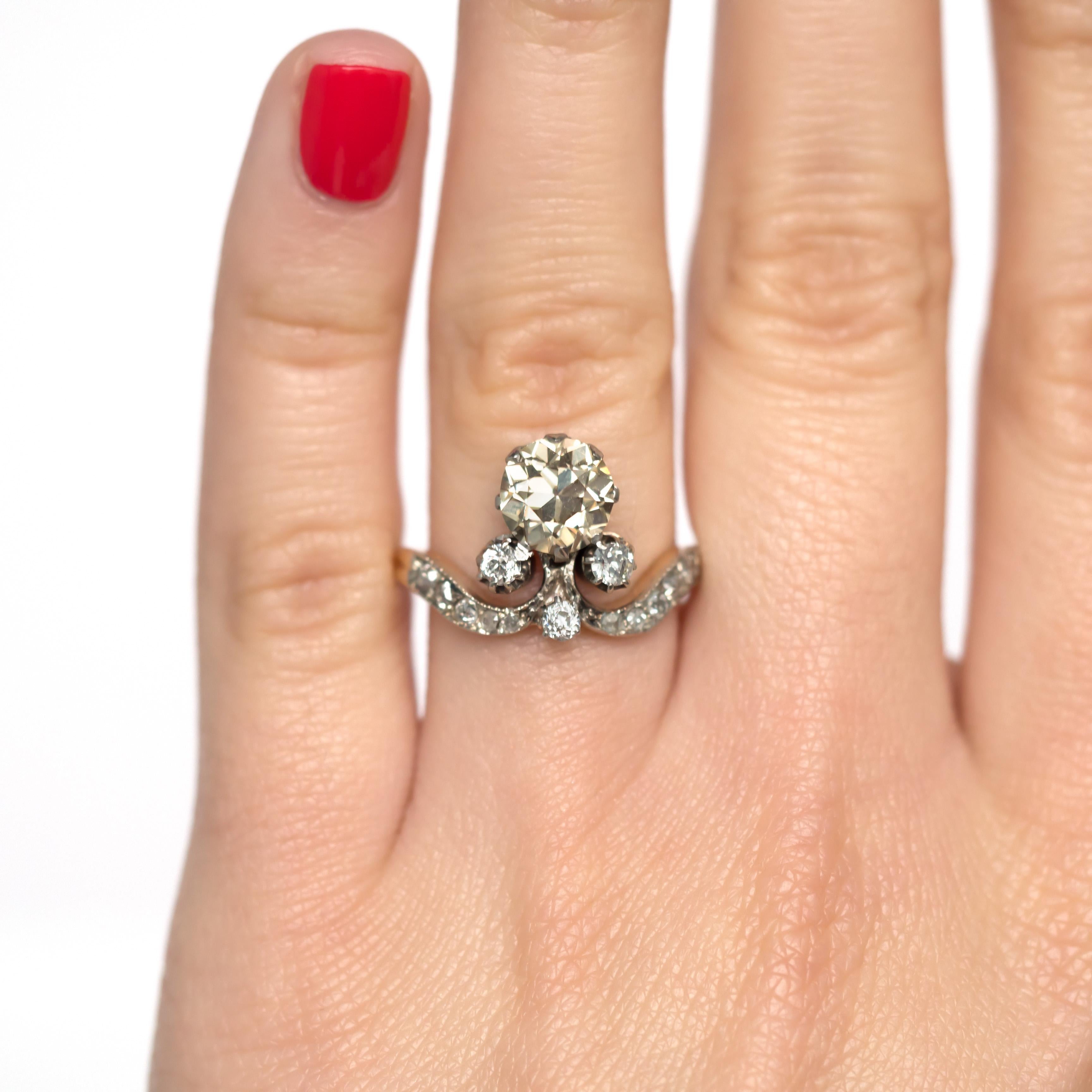 Women's or Men's 1.60 Carat Diamond Yellow Gold and Platinum Engagement Ring