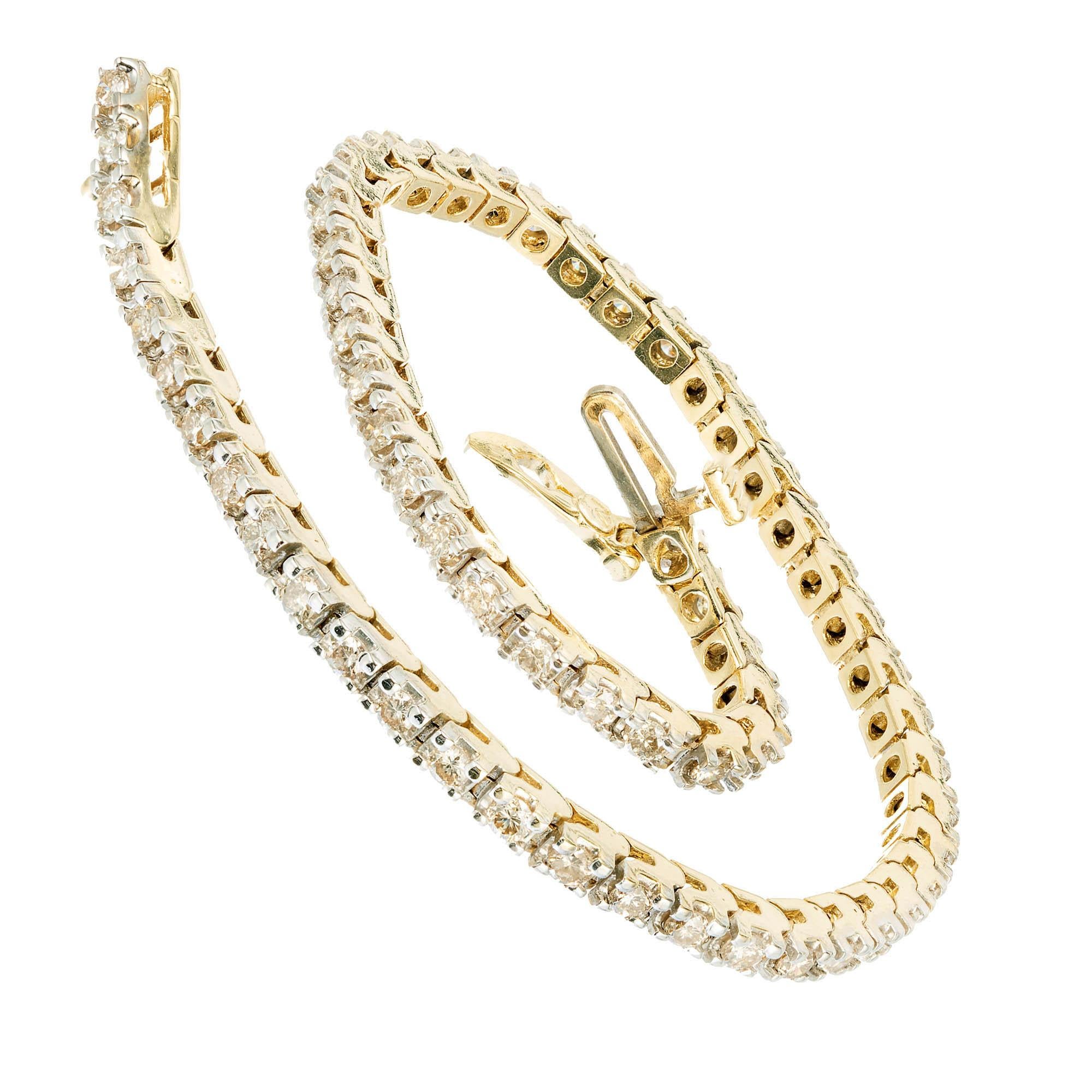 Bracelet tennis en or jaune avec diamants de 1,60 carat en vente