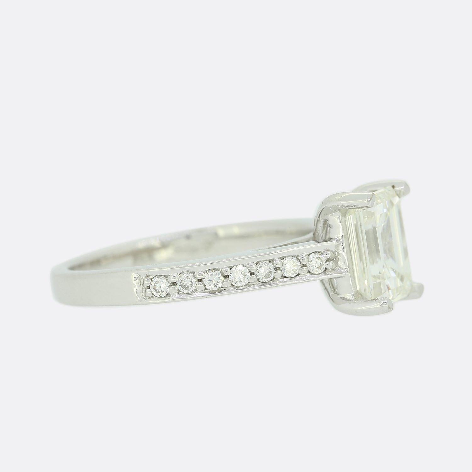 1.60 Carat Emerald Cut Diamond Solitaire Engagement Ring In Good Condition In London, GB