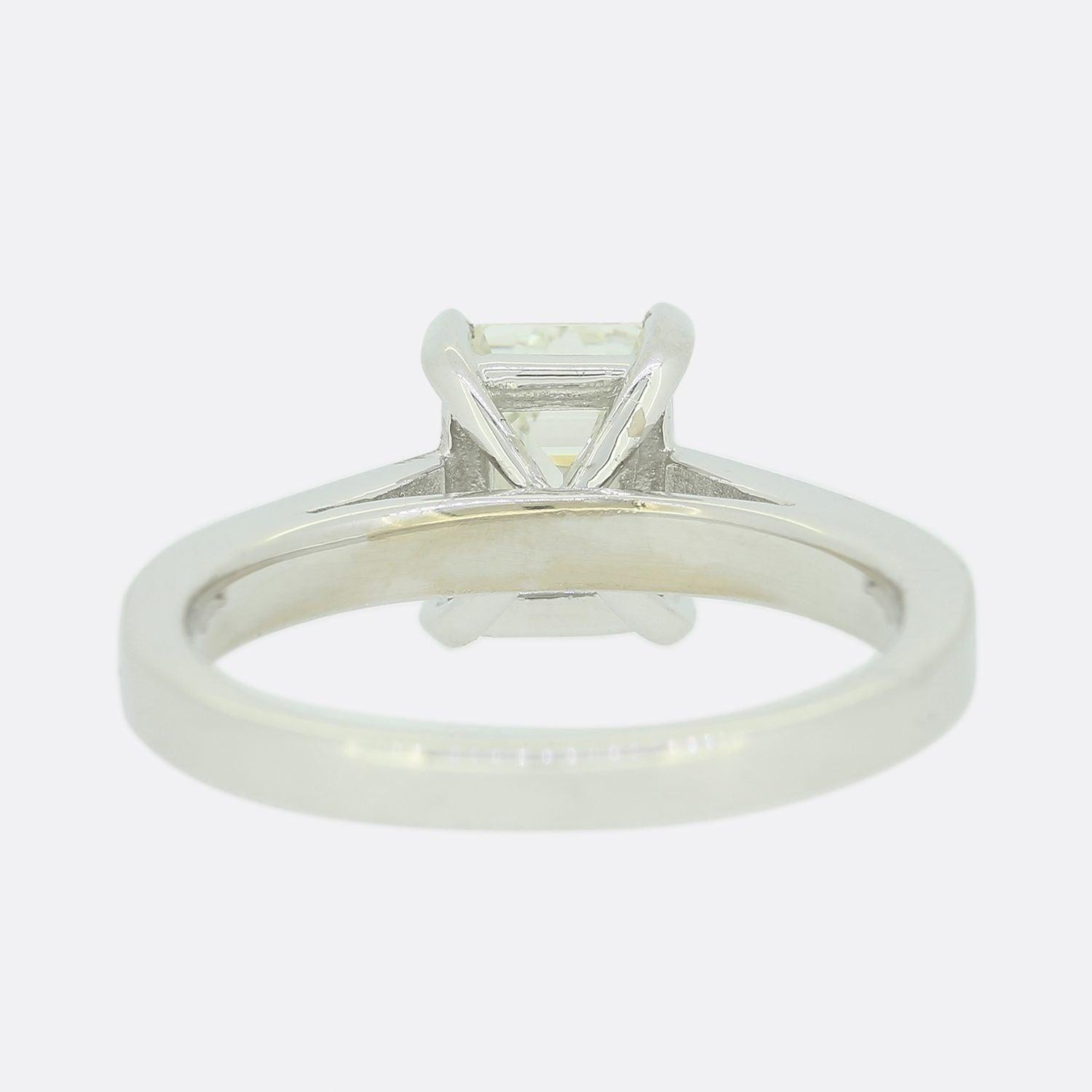 Women's 1.60 Carat Emerald Cut Diamond Solitaire Engagement Ring