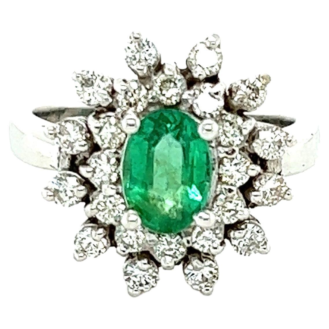 1.60 Carat Emerald Diamond 14 Karat White Gold Engagement Ring For Sale