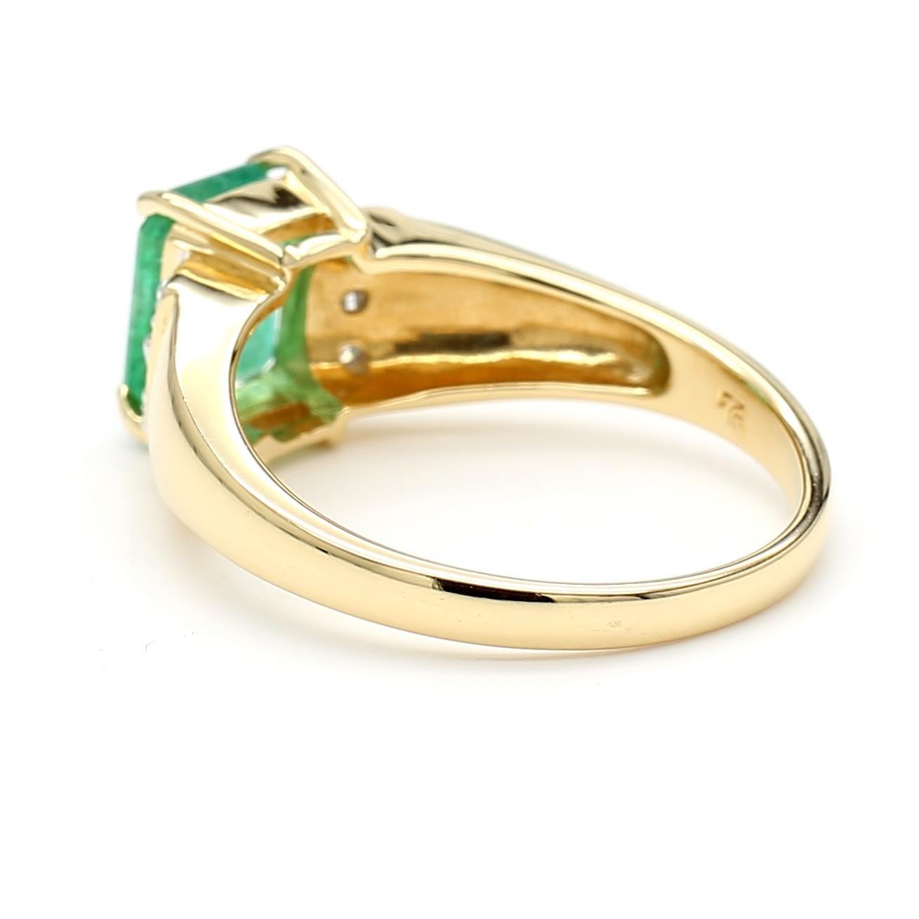 1,60 Karat Smaragd & Diamant 14K Gold Classic Set Ring Damen im Angebot