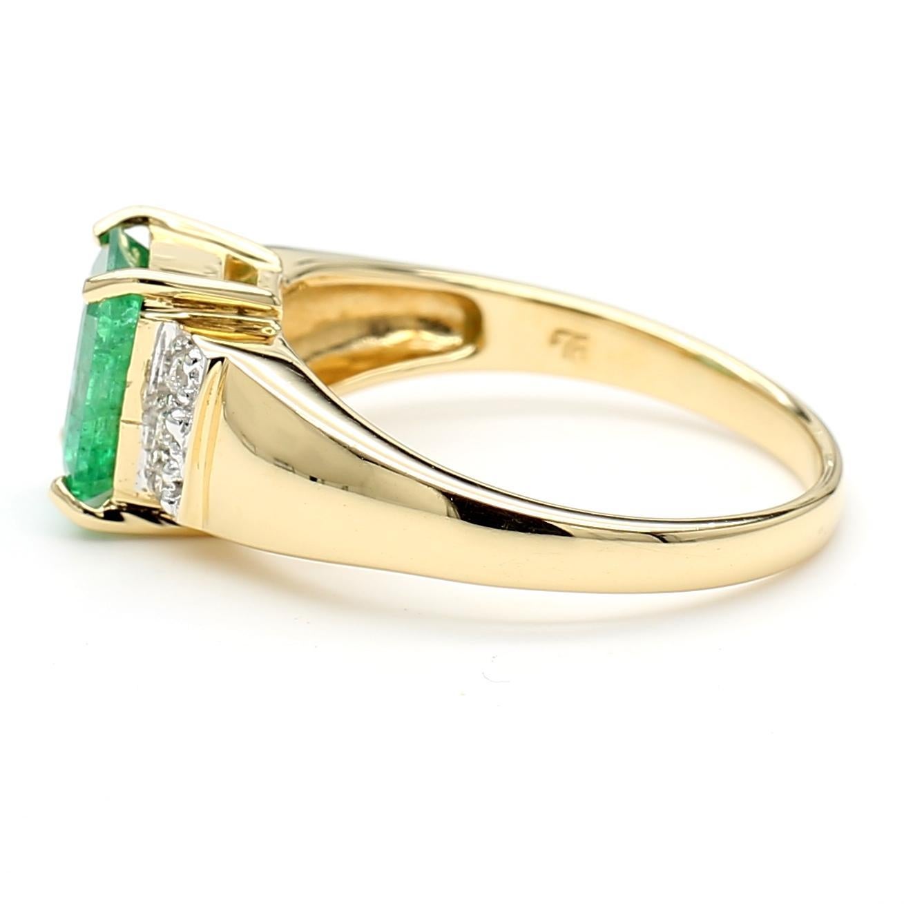 1,60 Karat Smaragd & Diamant 14K Gold Classic Set Ring im Angebot 2
